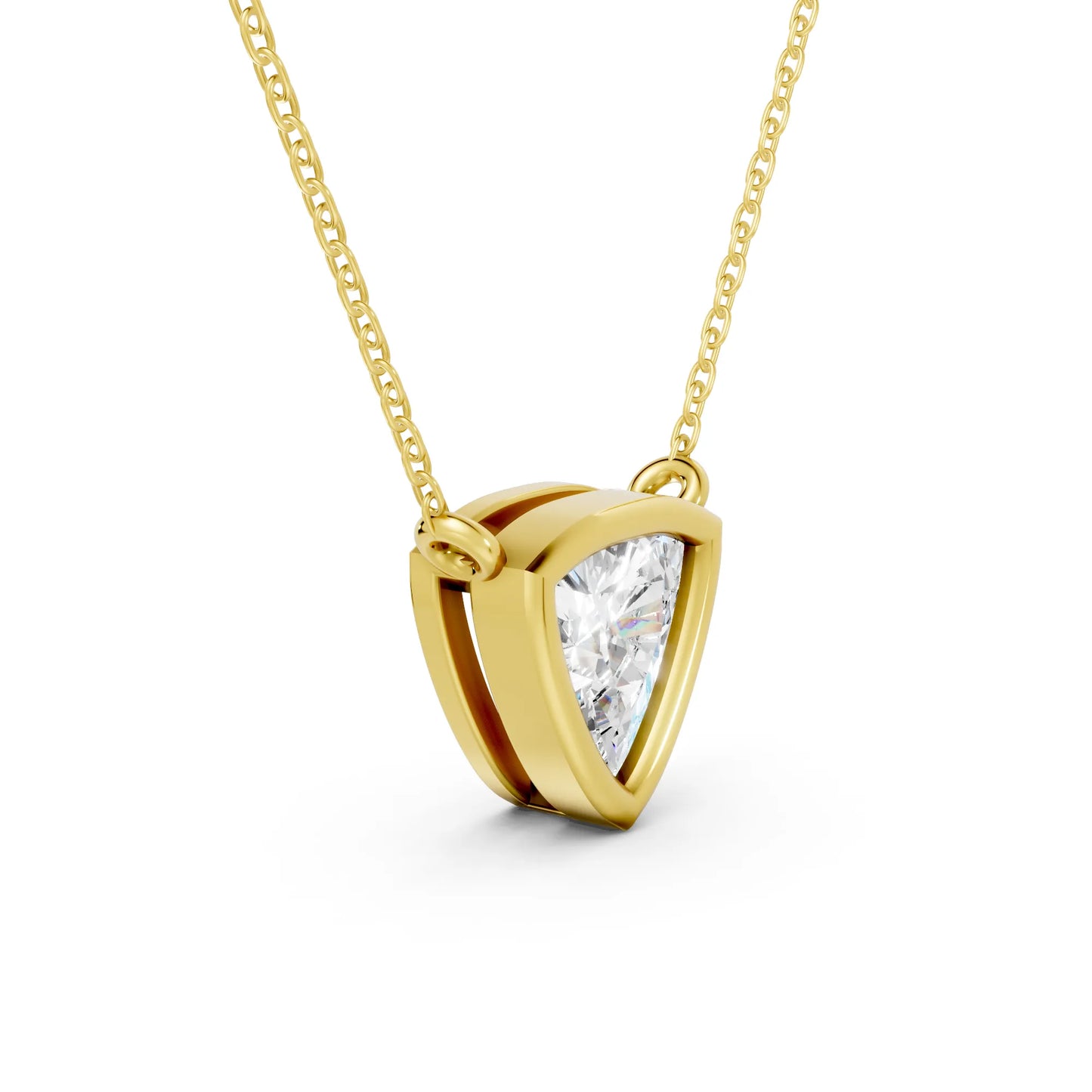 18K Gold Trillion Cut Diamond Bezel Necklace