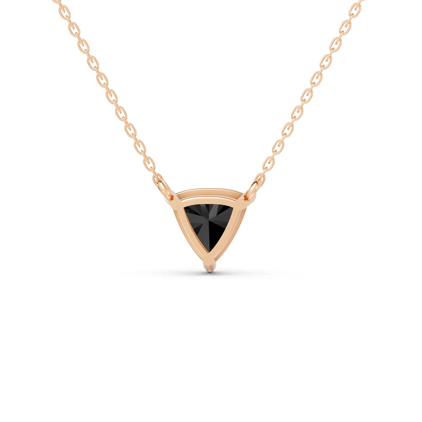 18K Gold Trillion Cut Black Diamond Solitaire Necklace