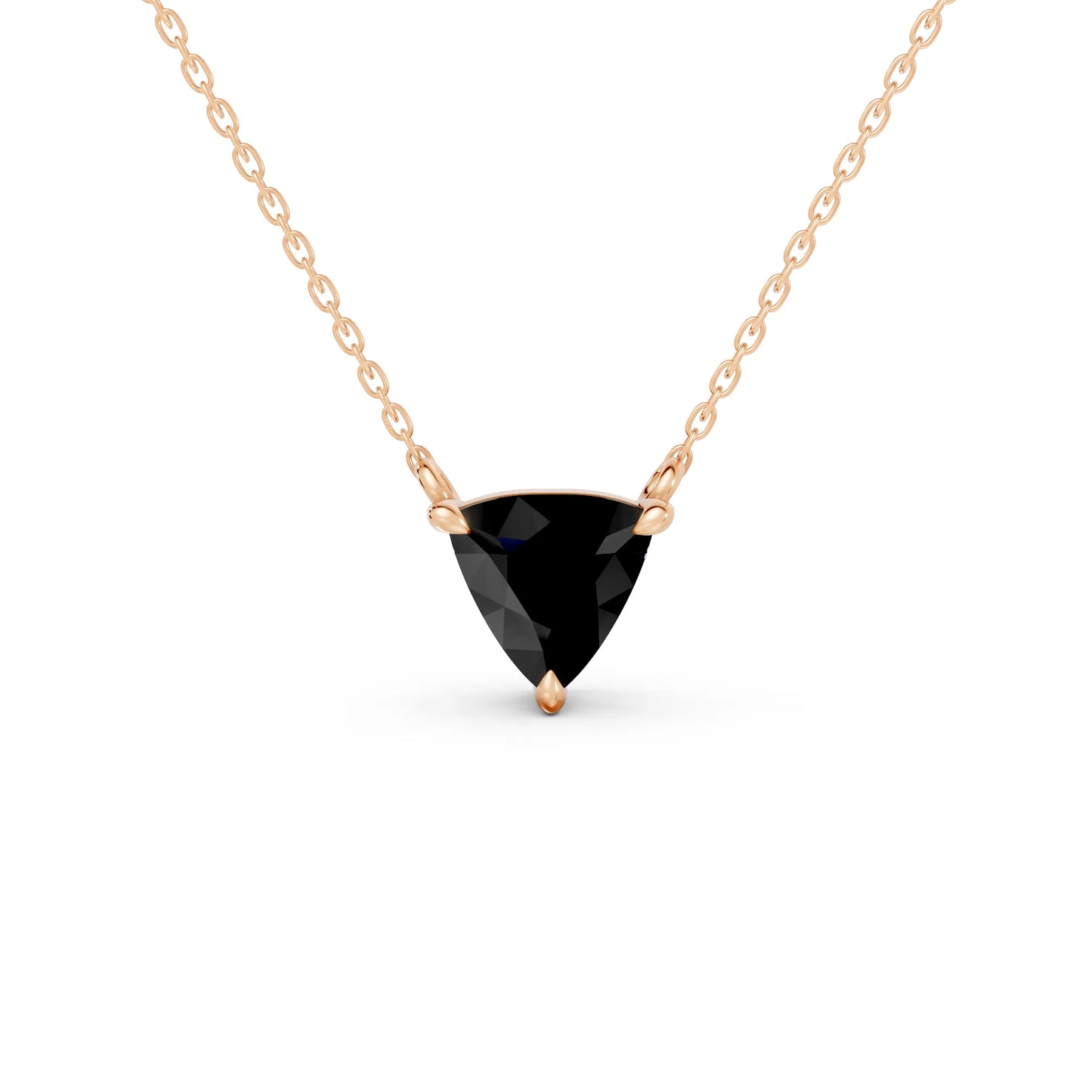 18K Gold Trillion Cut Black Diamond Solitaire Necklace