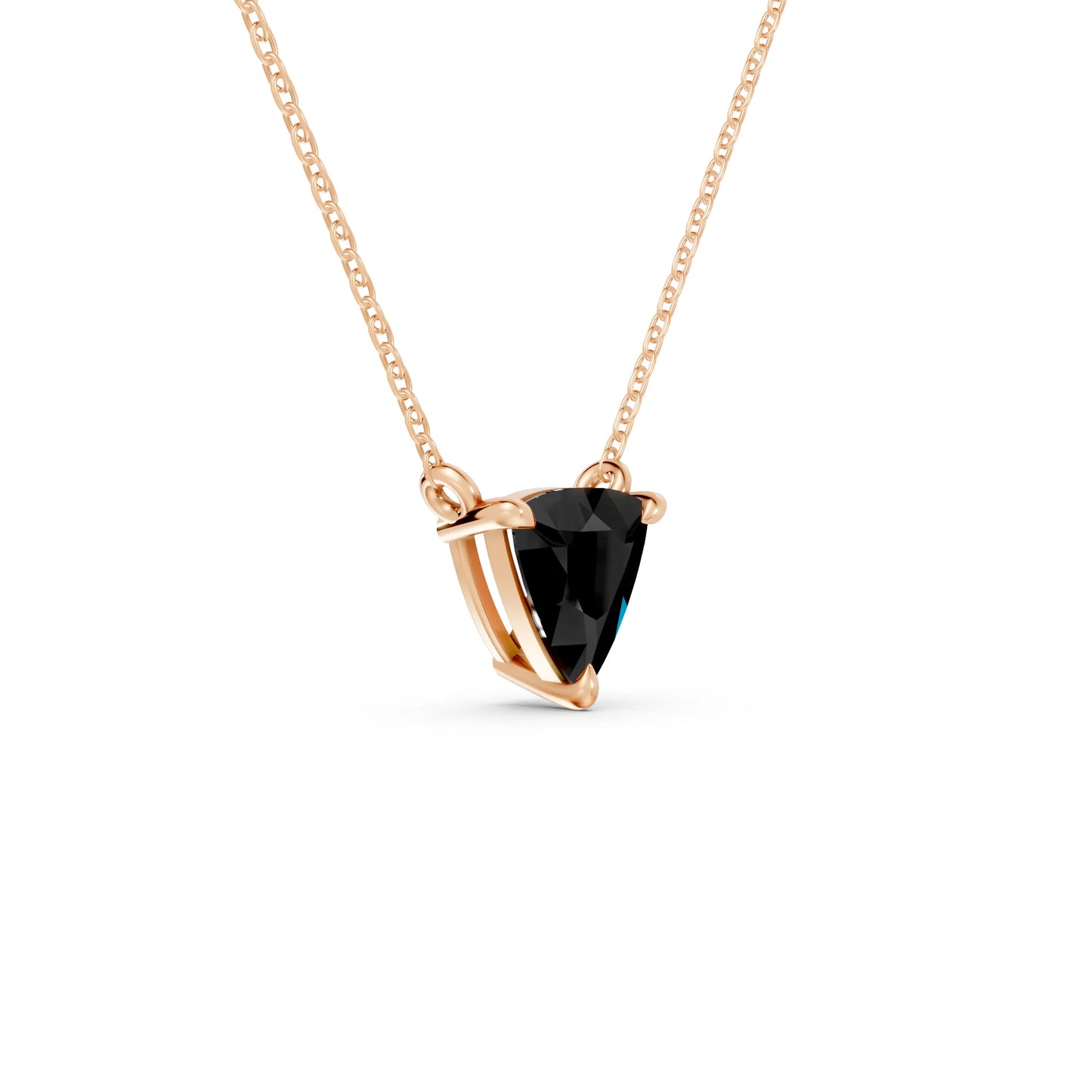 18K Gold Trillion Cut Black Diamond Solitaire Necklace