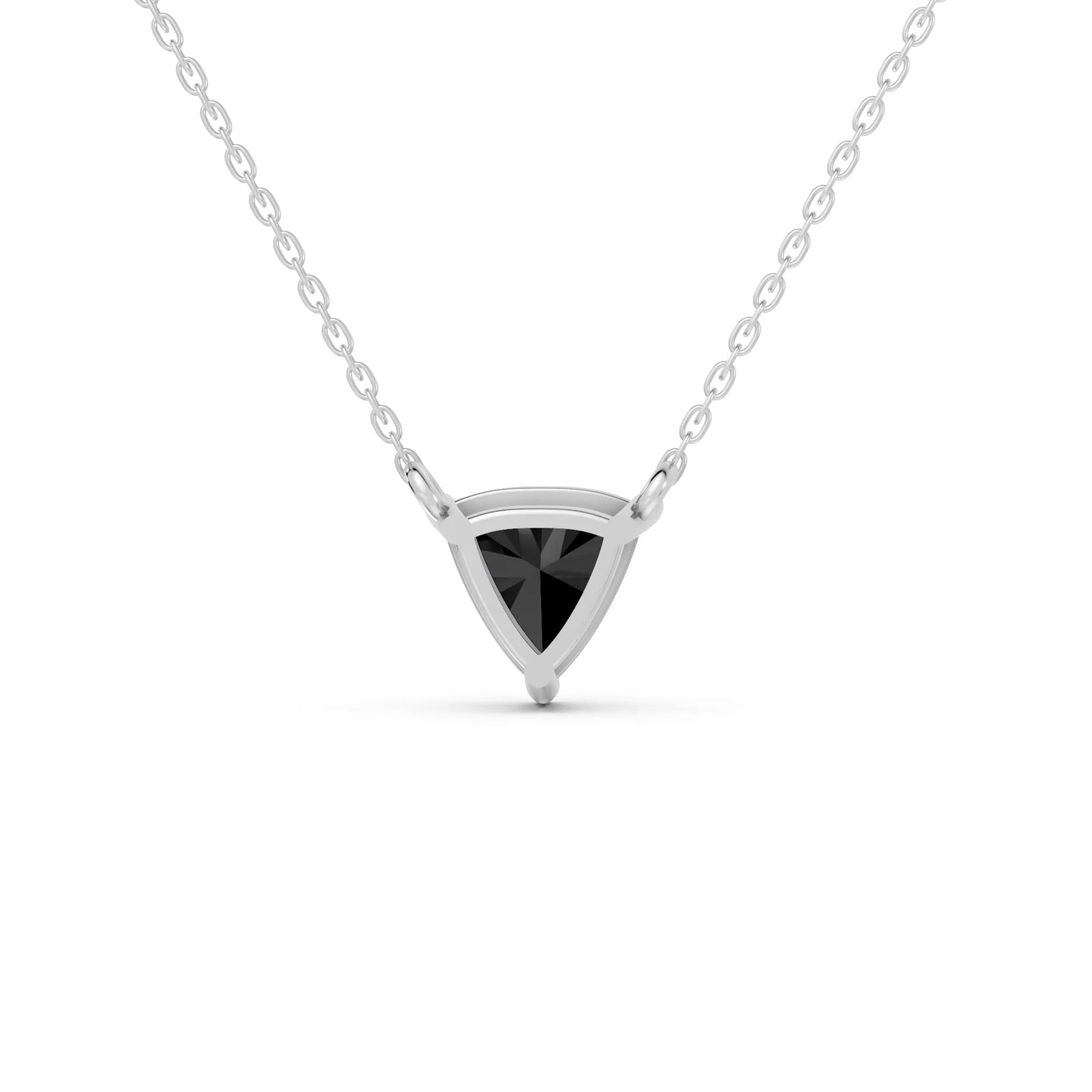 18K Gold Trillion Cut Black Diamond Solitaire Necklace