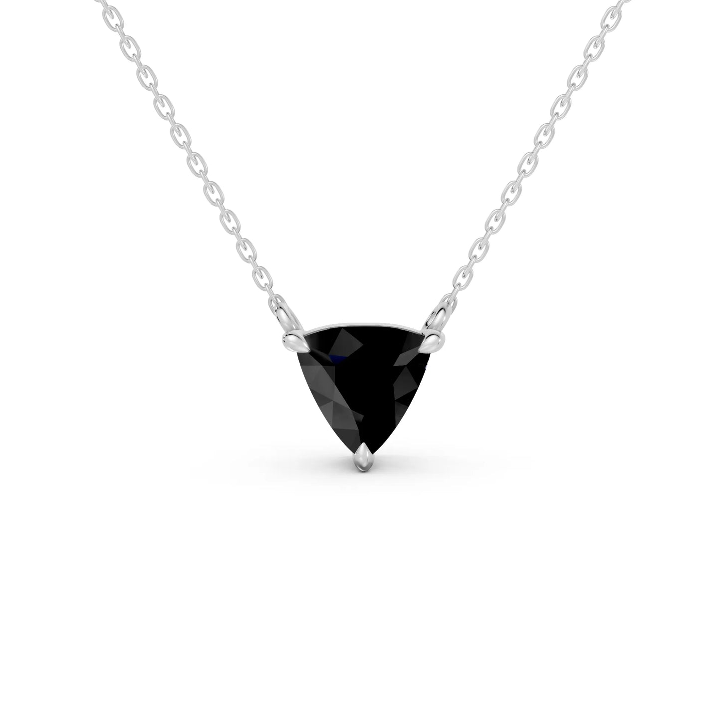 18K Gold Trillion Cut Black Diamond Solitaire Necklace