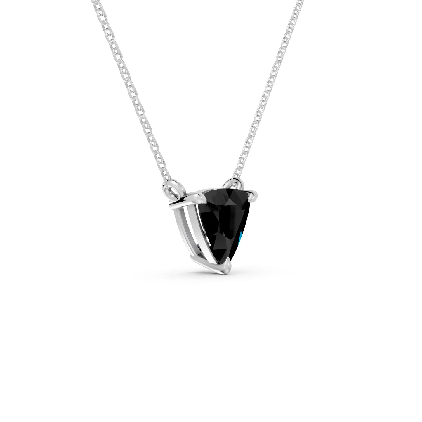 18K Gold Trillion Cut Black Diamond Solitaire Necklace