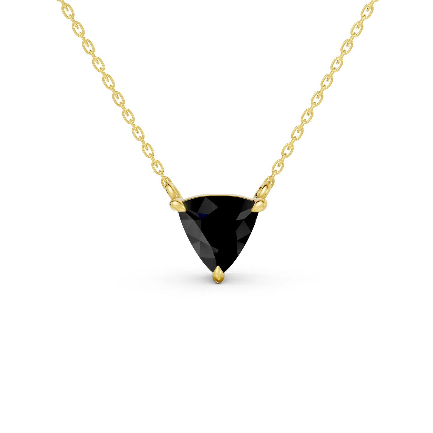 18K Gold Trillion Cut Black Diamond Solitaire Necklace