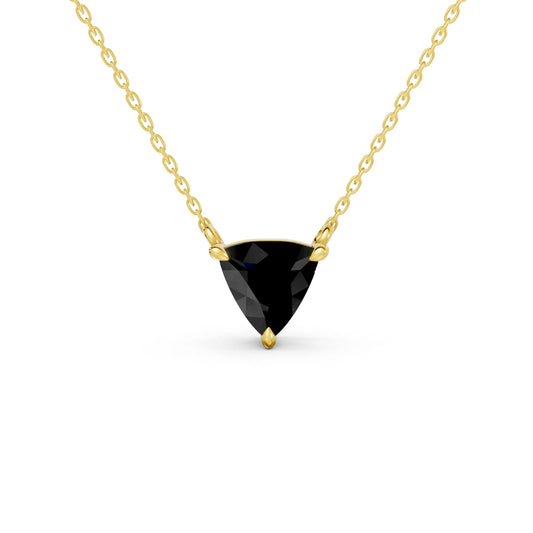 18K Gold Trillion Cut Black Diamond Solitaire Necklace