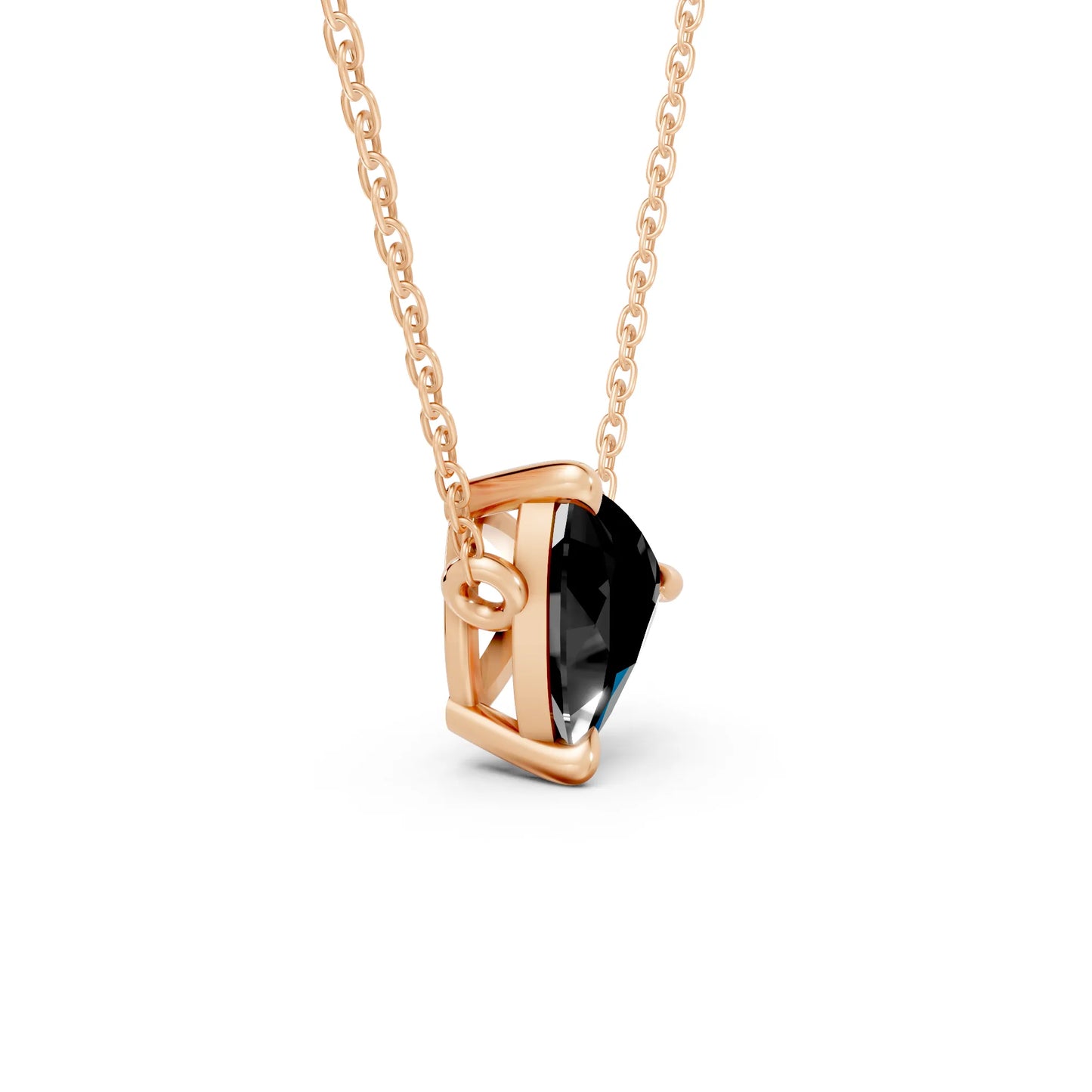 18K Gold Trillion Cut Black Diamond East-West Solitaire Necklace