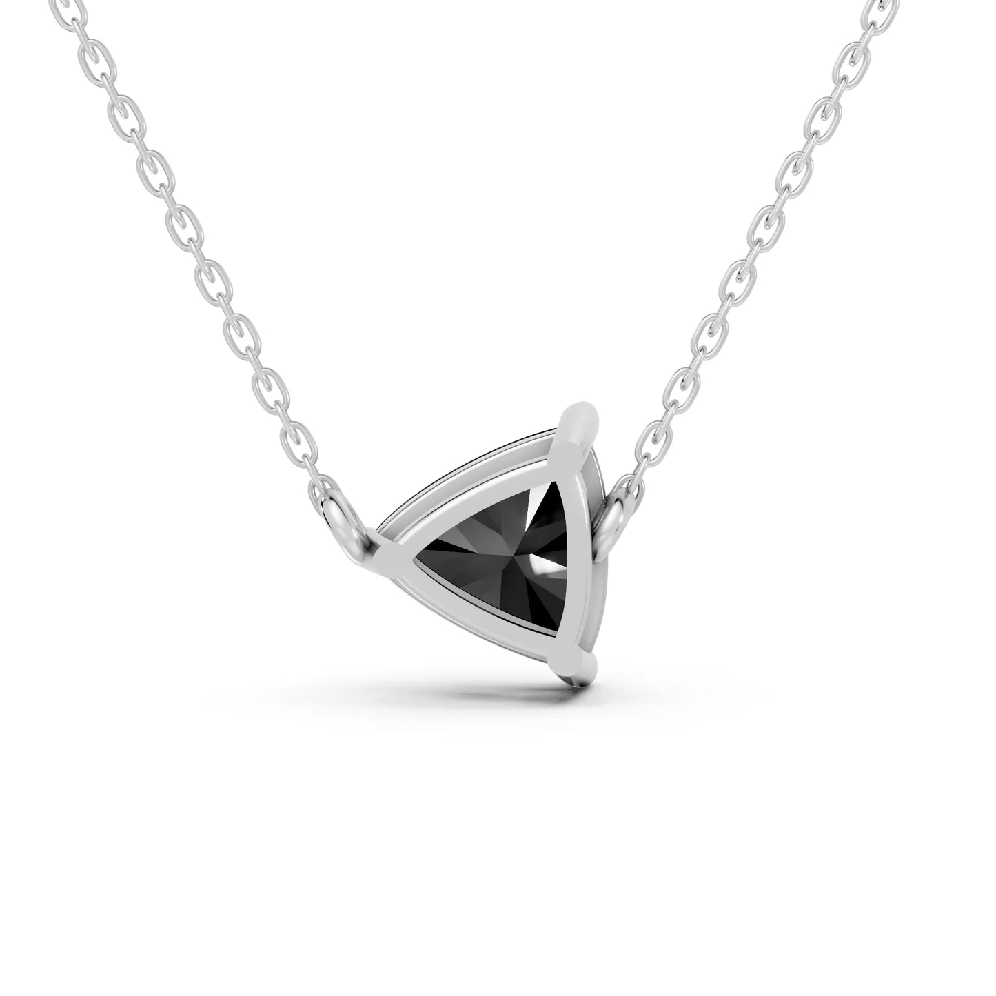 18K Gold Trillion Cut Black Diamond East-West Solitaire Necklace