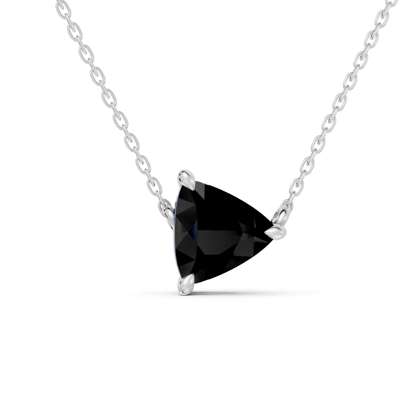 18K Gold Trillion Cut Black Diamond East-West Solitaire Necklace