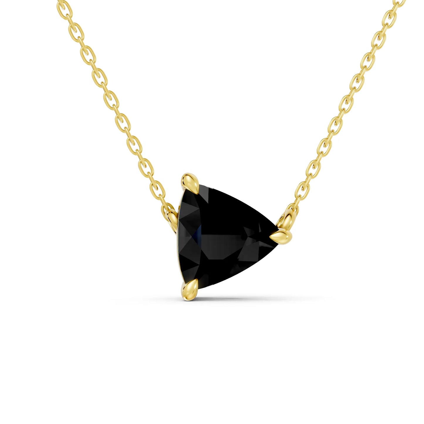 18K Gold Trillion Cut Black Diamond East-West Solitaire Necklace
