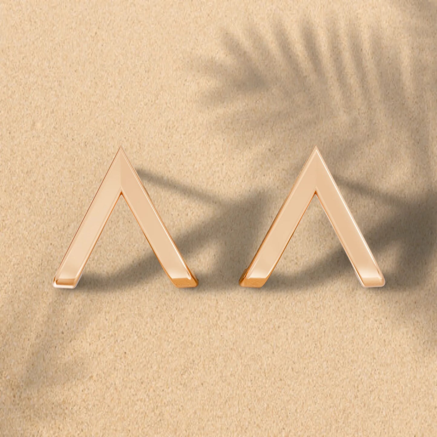 14K Gold Reversed V Huggie Earring