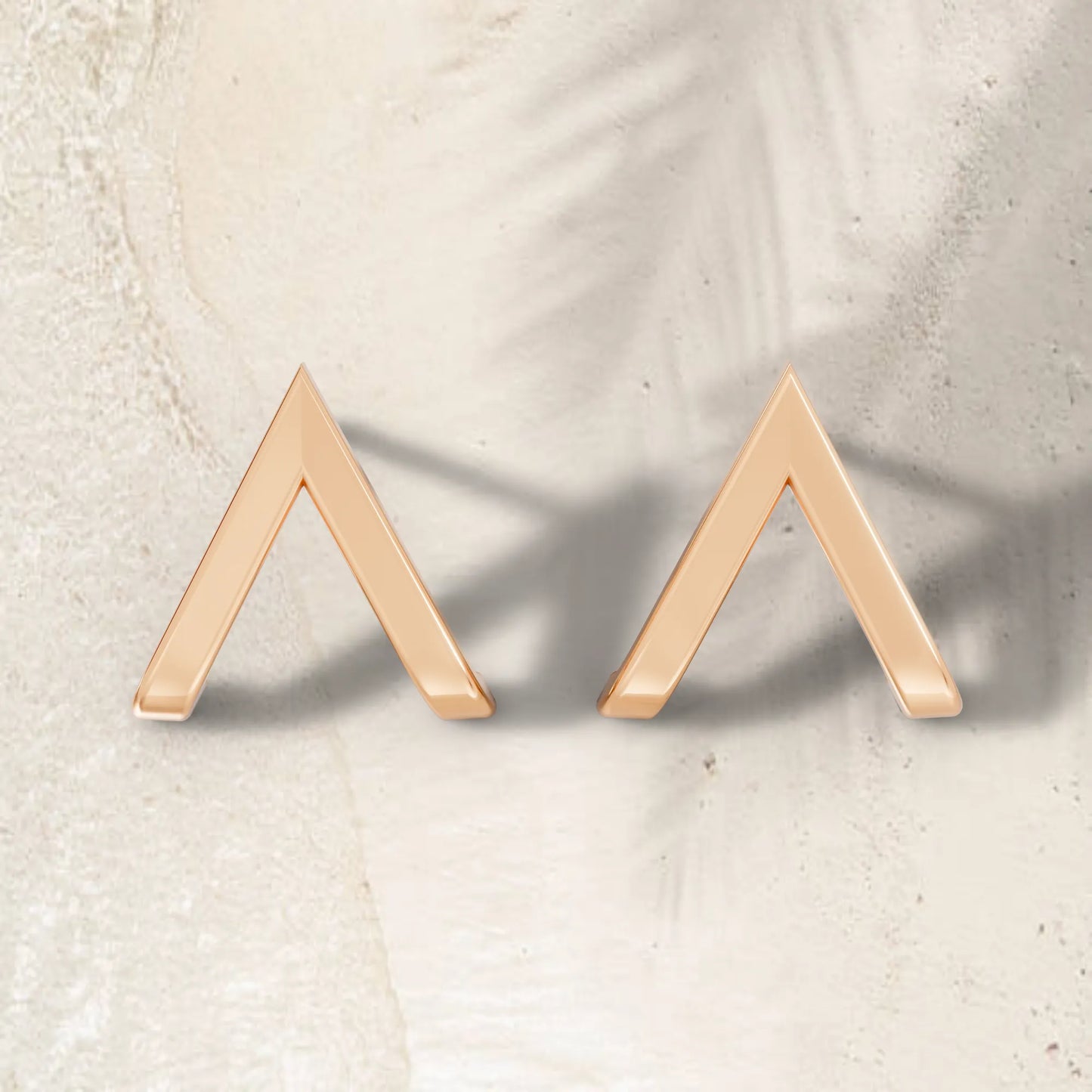 14K Gold Reversed V Huggie Earring