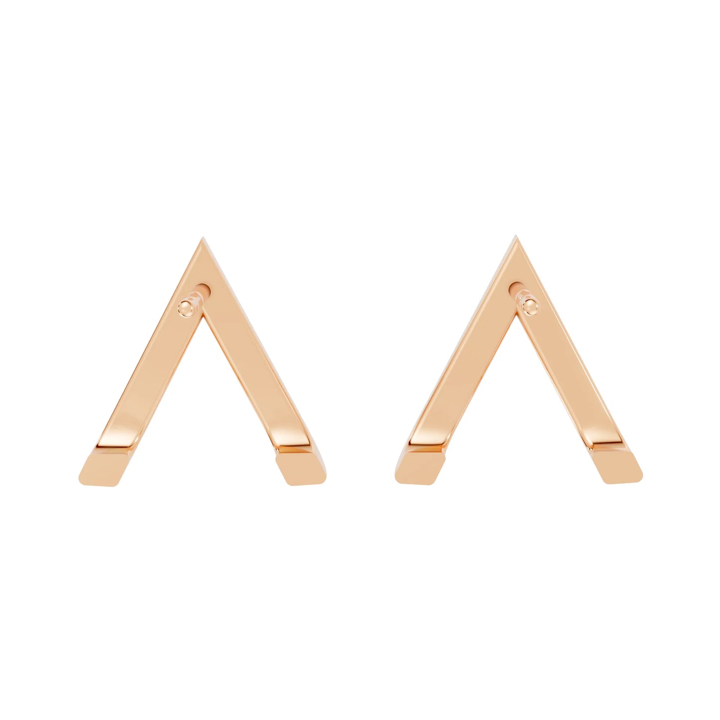 14K Gold Reversed V Huggie Earring