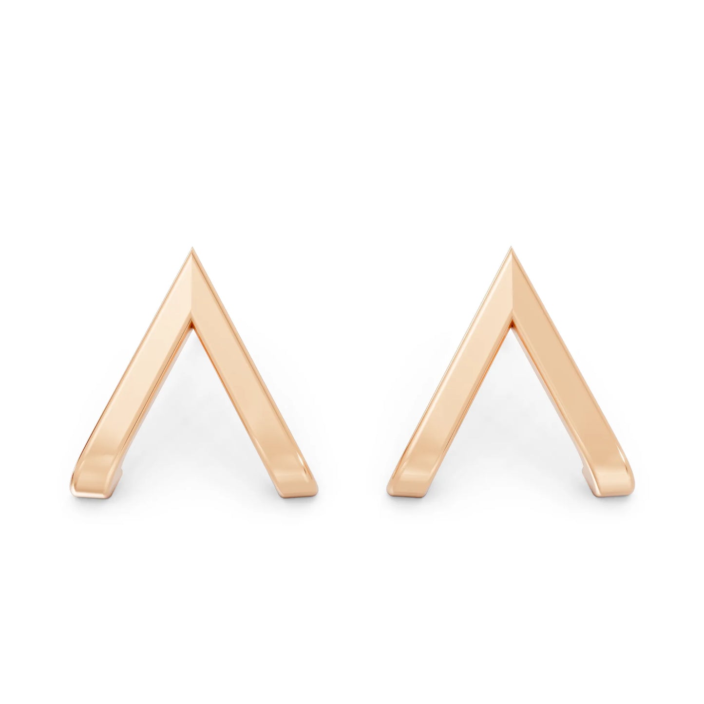 14K Gold Reversed V Huggie Earring