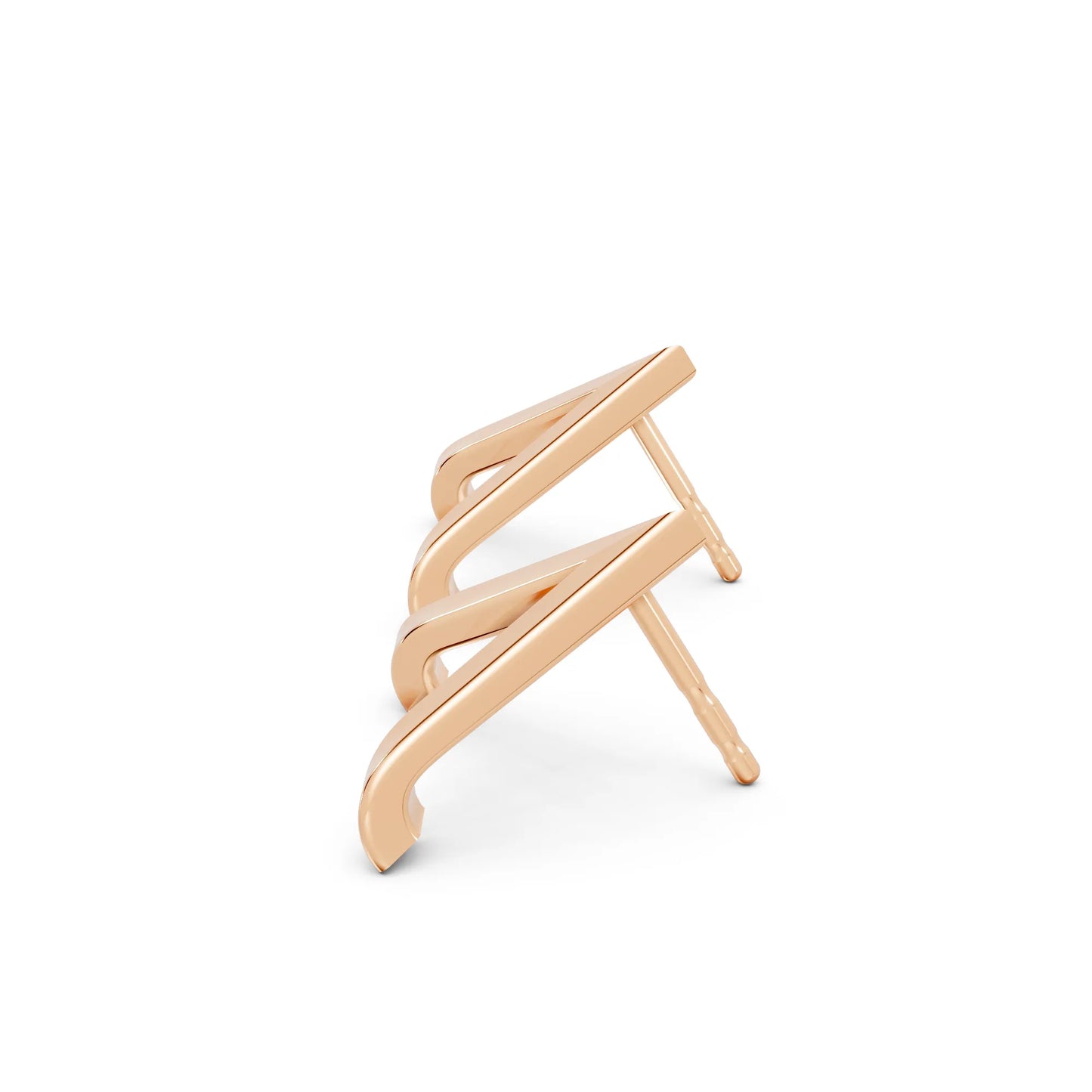 14K Gold Reversed V Huggie Earring