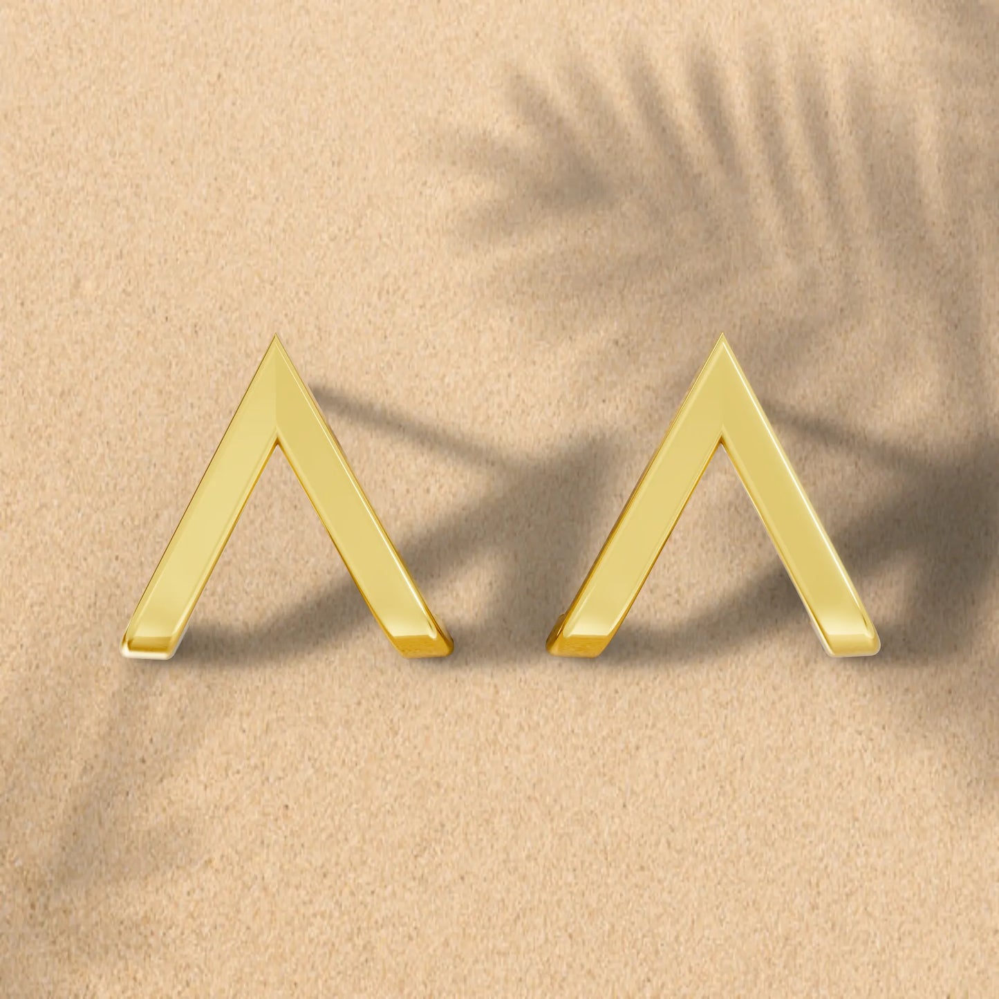 14K Gold Reversed V Huggie Earring