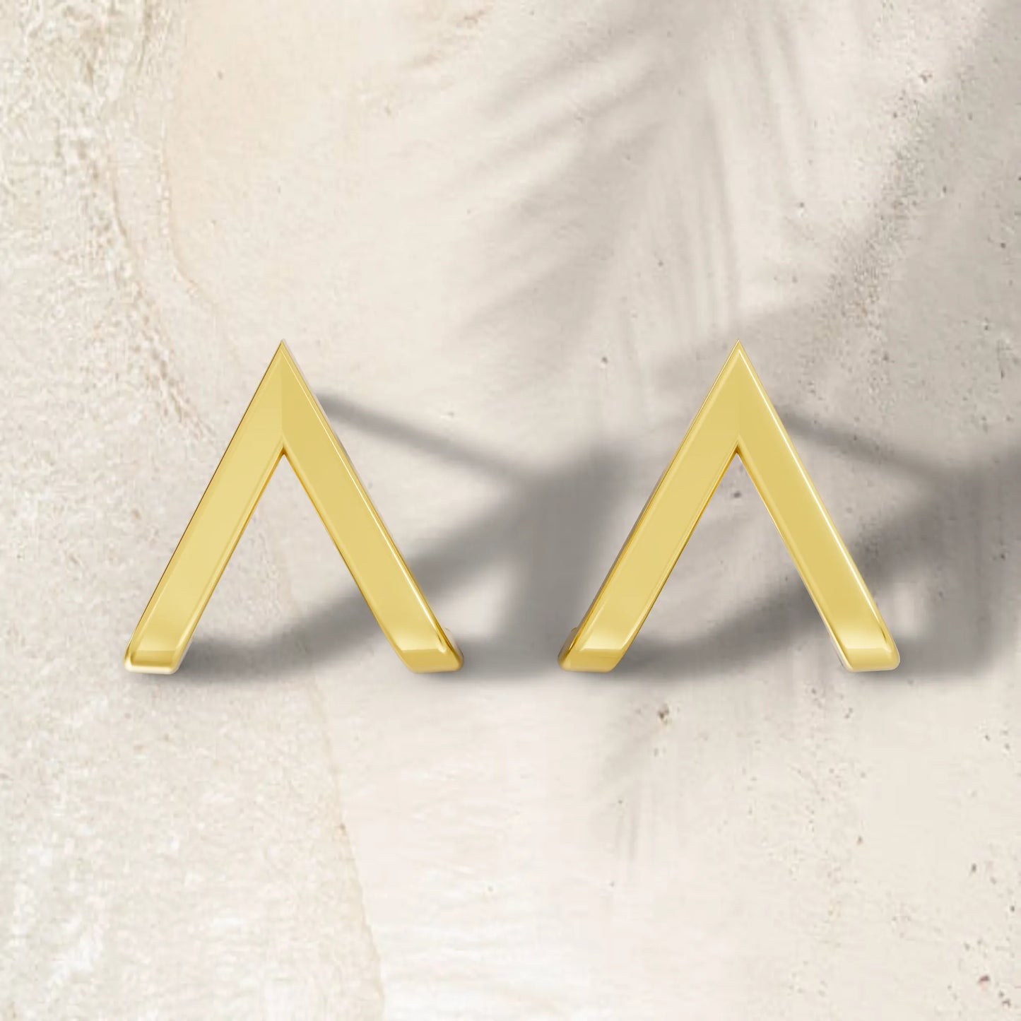 14K Gold Reversed V Huggie Earring