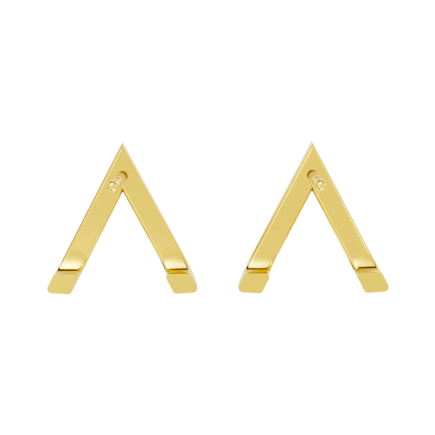 14K Gold Reversed V Huggie Earring
