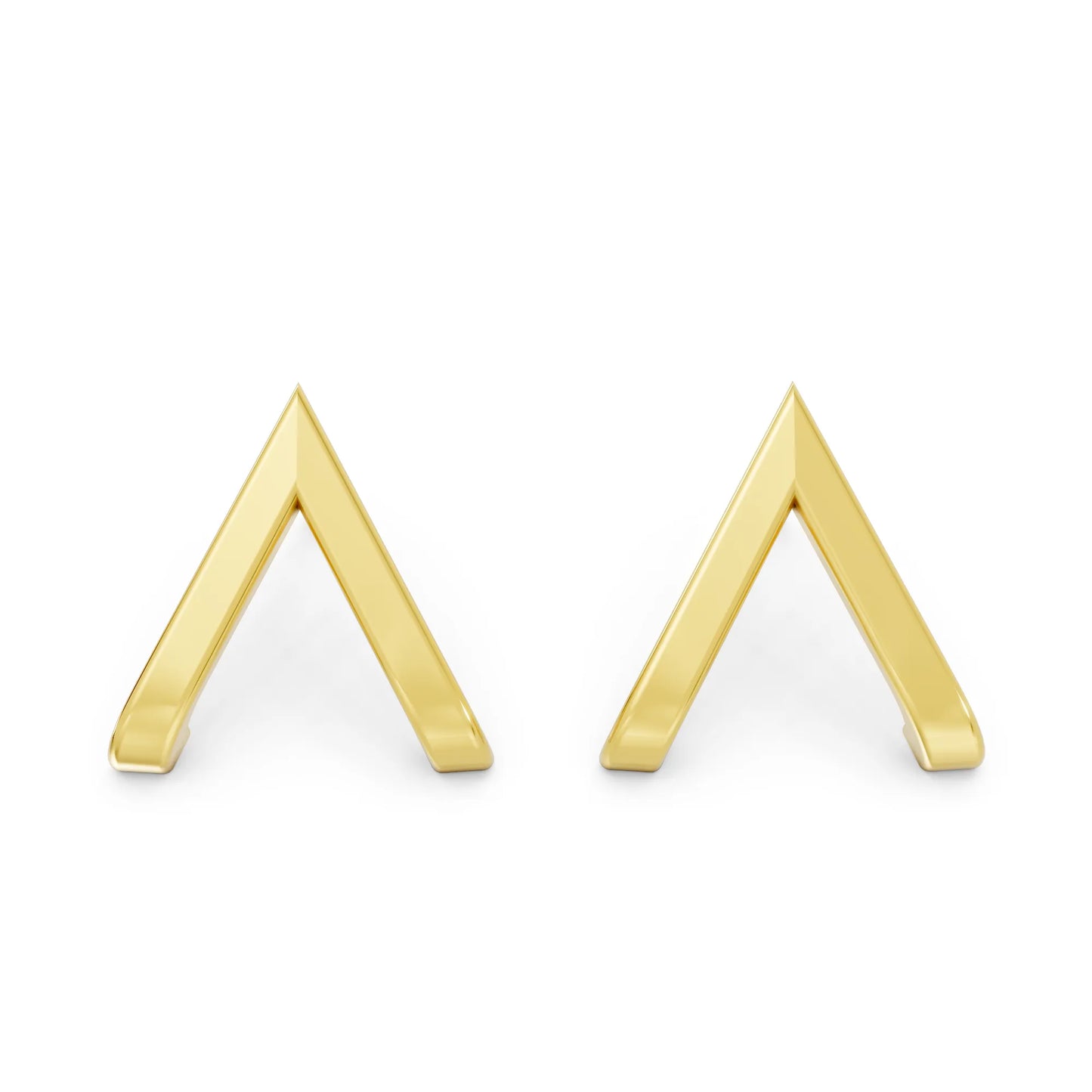 14K Gold Reversed V Huggie Earring