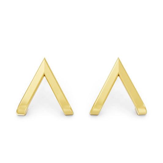 14K Gold Reversed V Huggie Earring