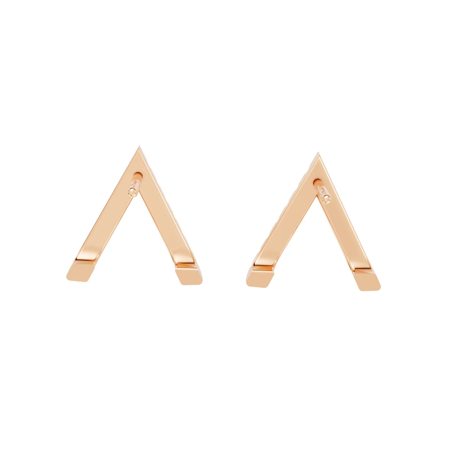 14K Gold Reversed V Diamond Half Pavé Huggie Earring