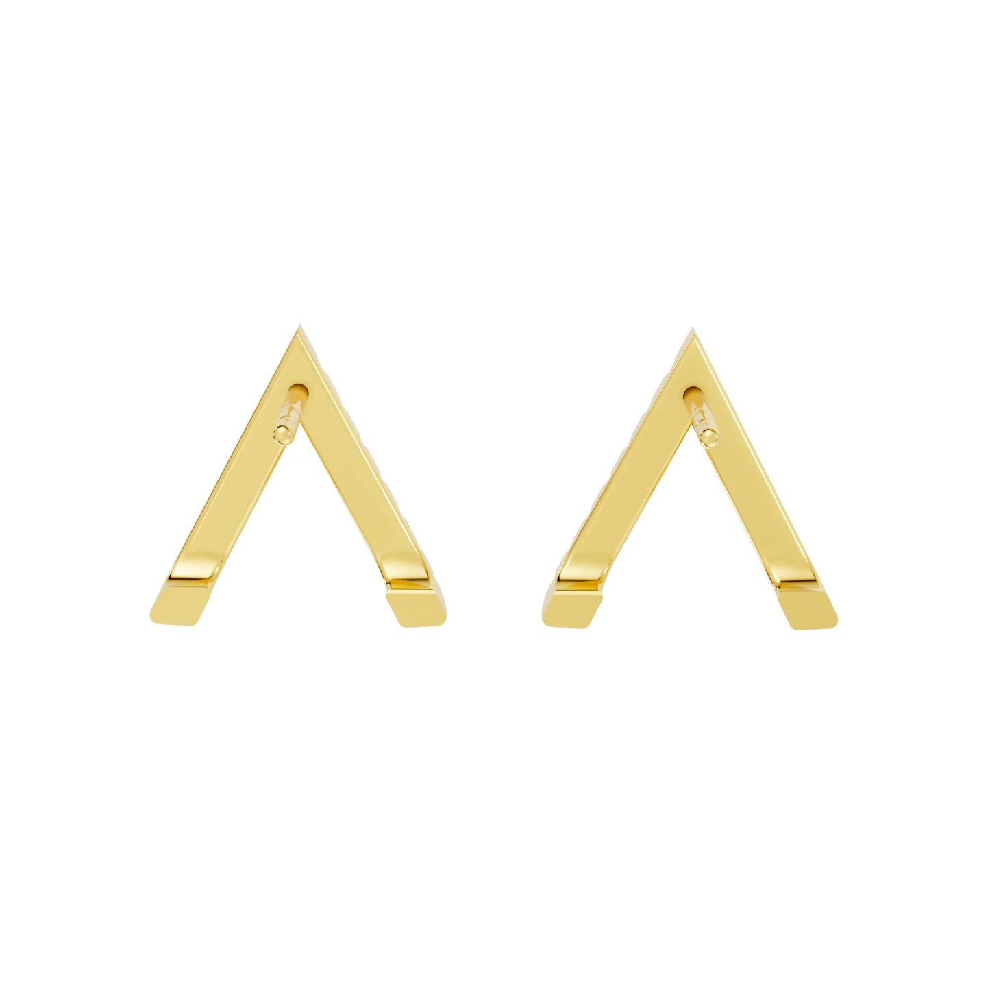 14K Gold Reversed V Diamond Half Pavé Huggie Earring