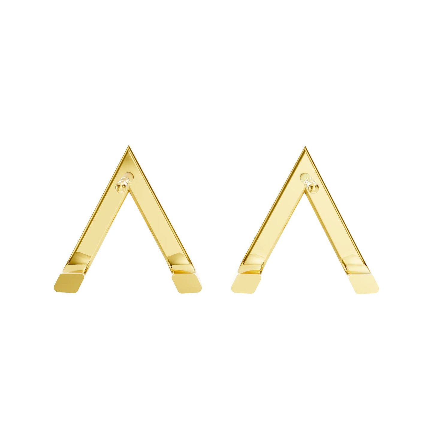 14K Gold  Reversed V Diamond Full Pavé Huggie Earring
