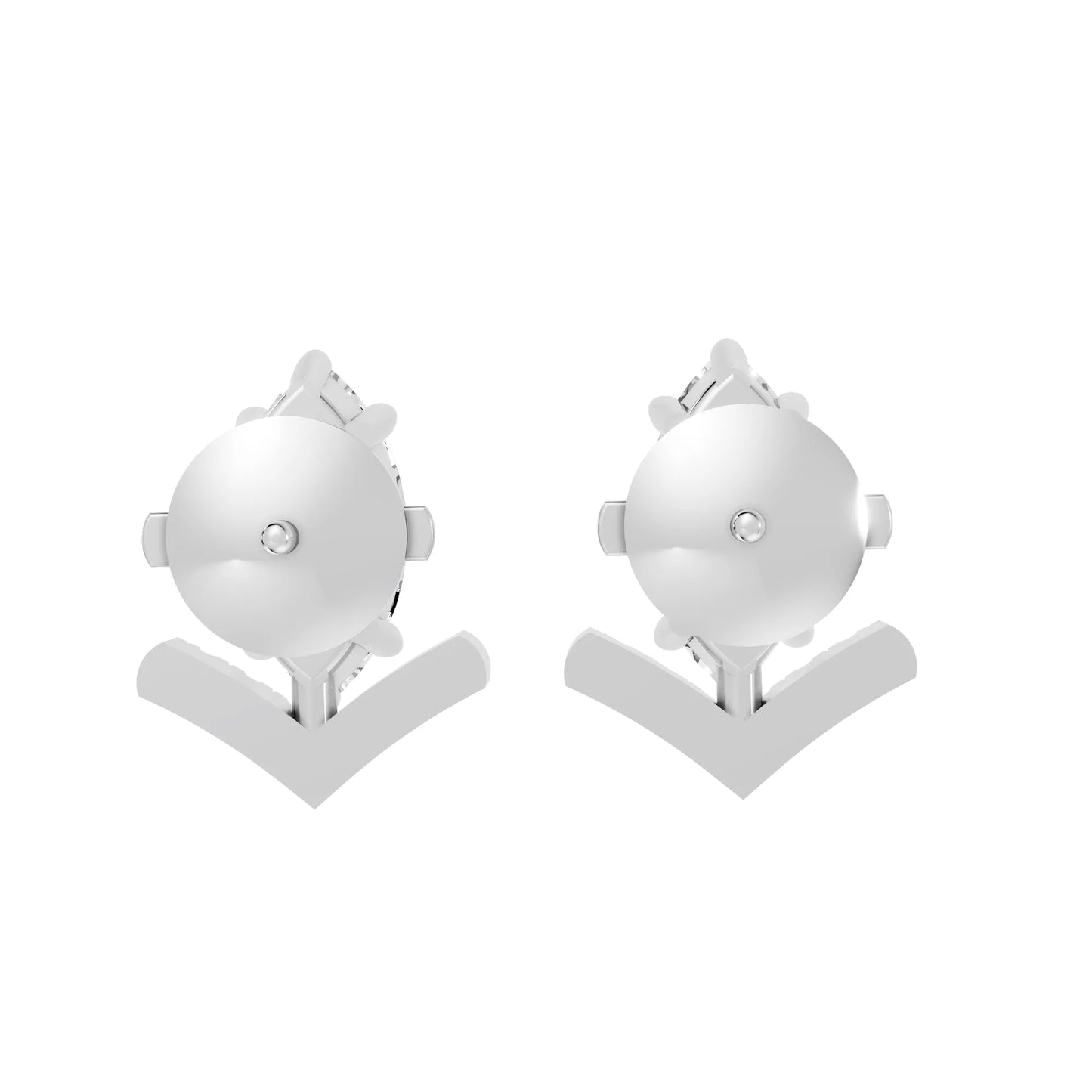 14K Gold Marquise Cut Diamond V Stud Earring