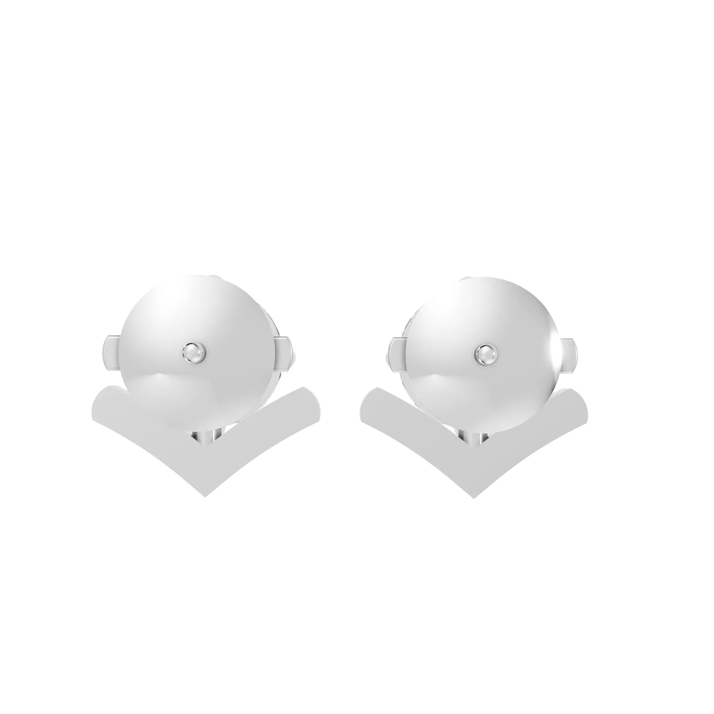 14K Gold Round Cut Diamond V Stud Earring