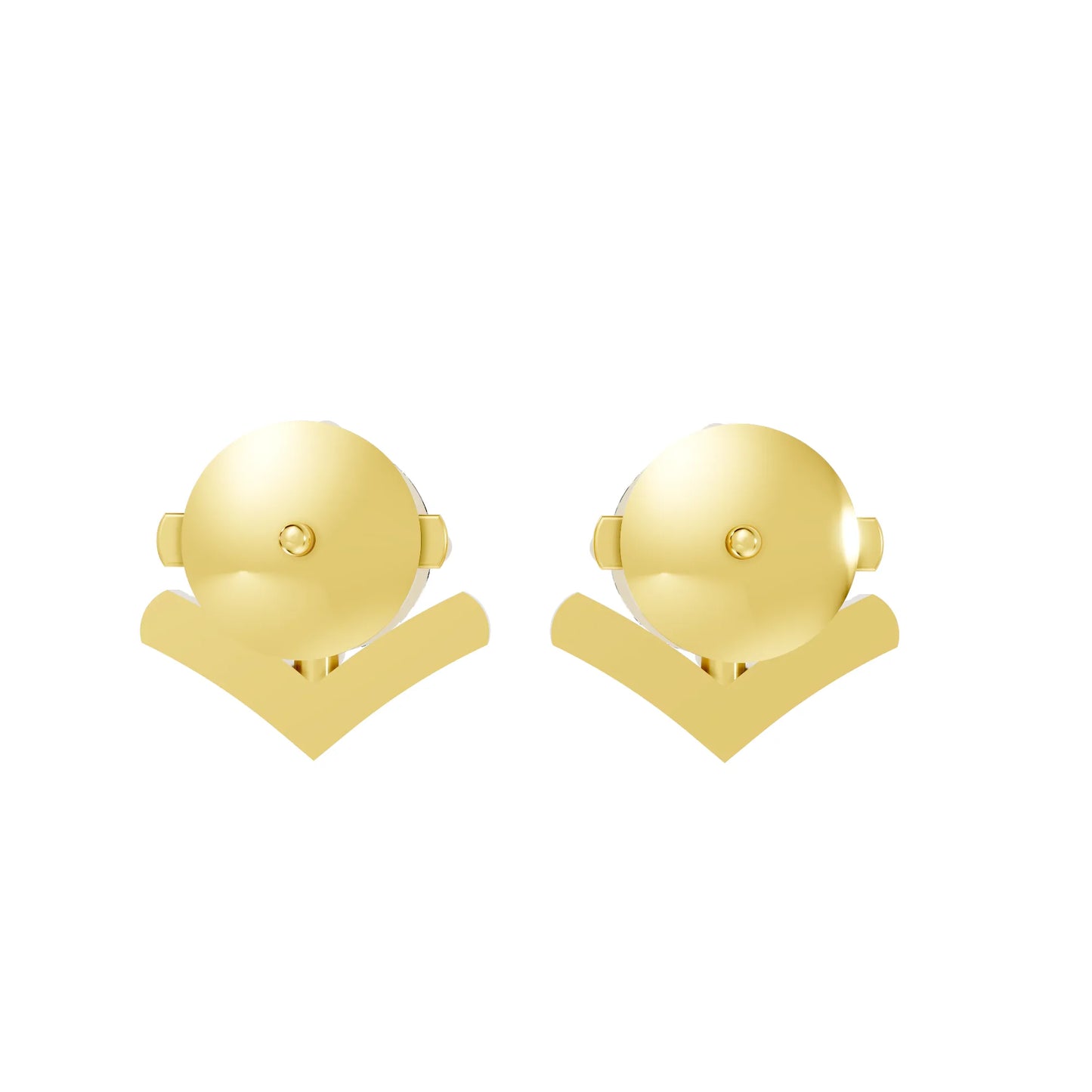14K Gold Round Cut Diamond V Stud Earring