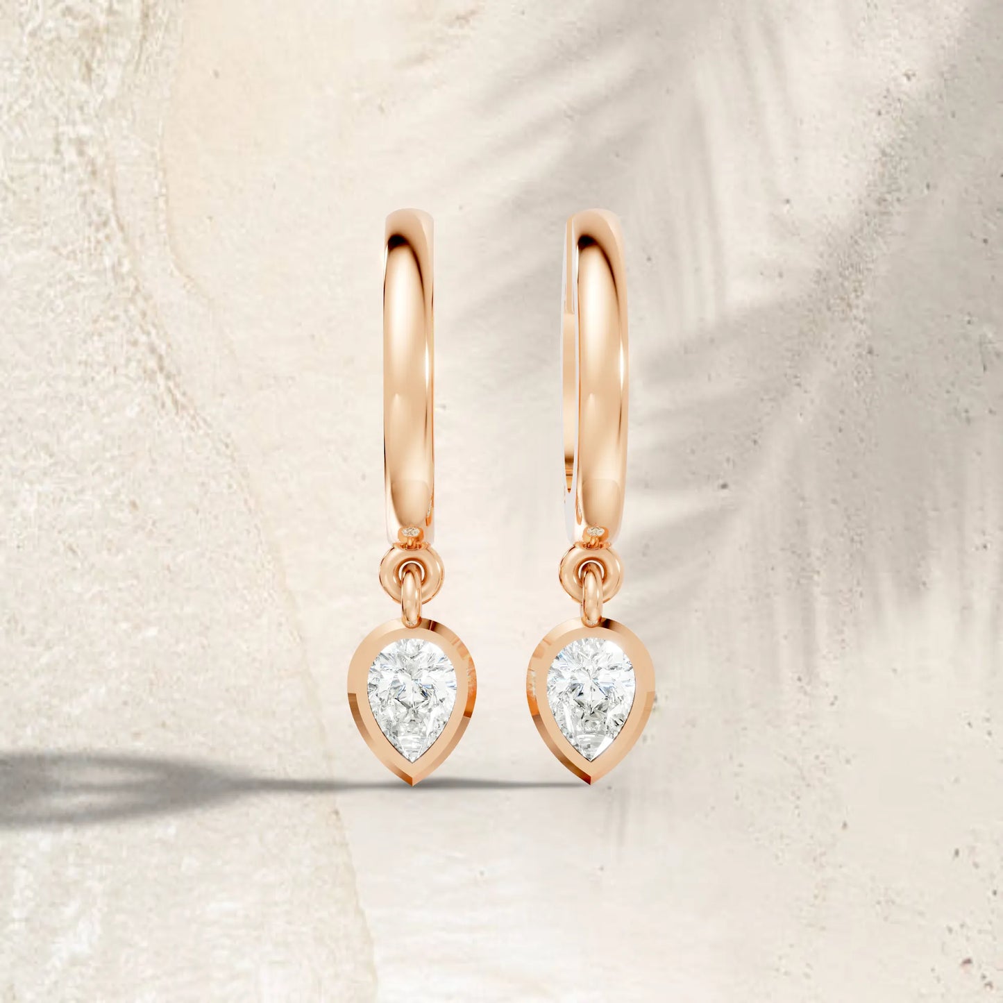 0.50 CT Pear Cut Knife-Edge Bezel Huggie Hoop| 14K Gold Lab Grown Diamond Earrings For Unisex|  Perfect For Your Special Anniversary| Timeless Elegance Modern Design And Sustainable Luxury| Making Them Ideal For Daily Wear Or Gifting