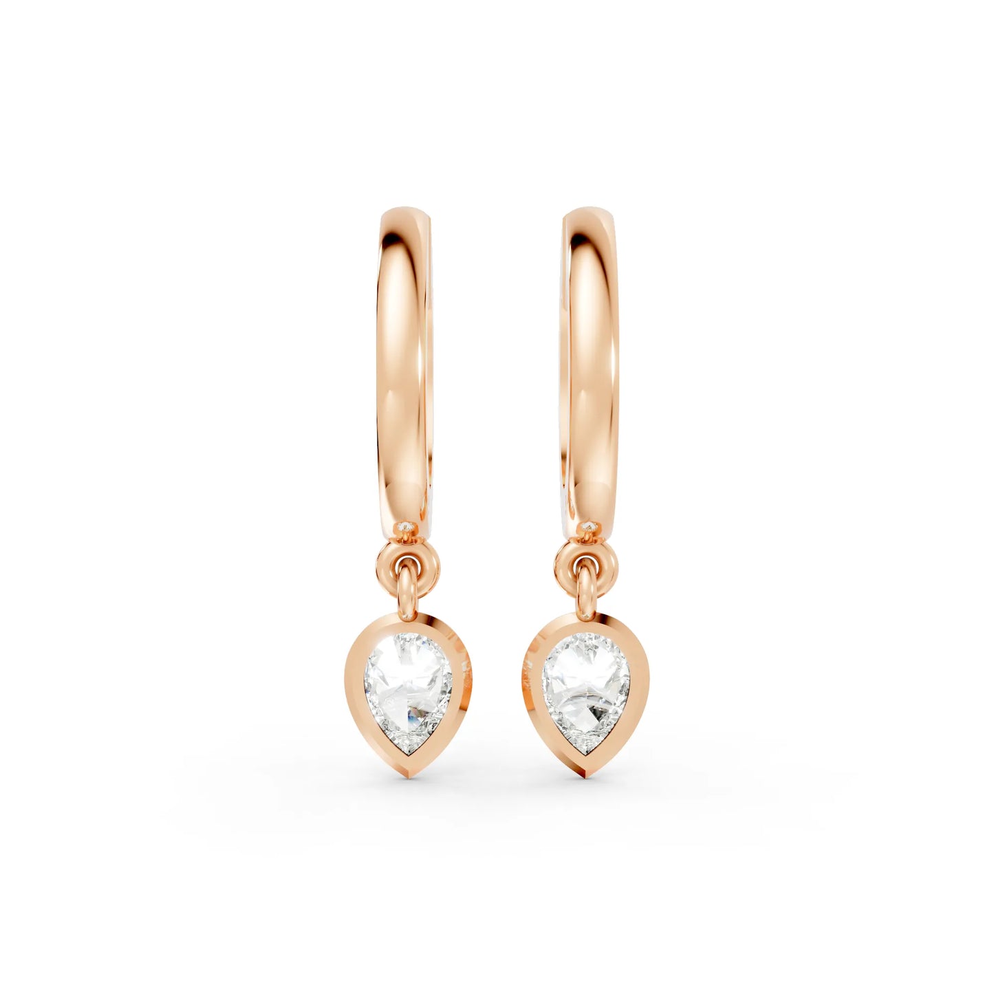 0.50 CT Pear Cut Knife-Edge Bezel Huggie Hoop| 14K Gold Lab Grown Diamond Earrings For Unisex|  Perfect For Your Special Anniversary| Timeless Elegance Modern Design And Sustainable Luxury| Making Them Ideal For Daily Wear Or Gifting
