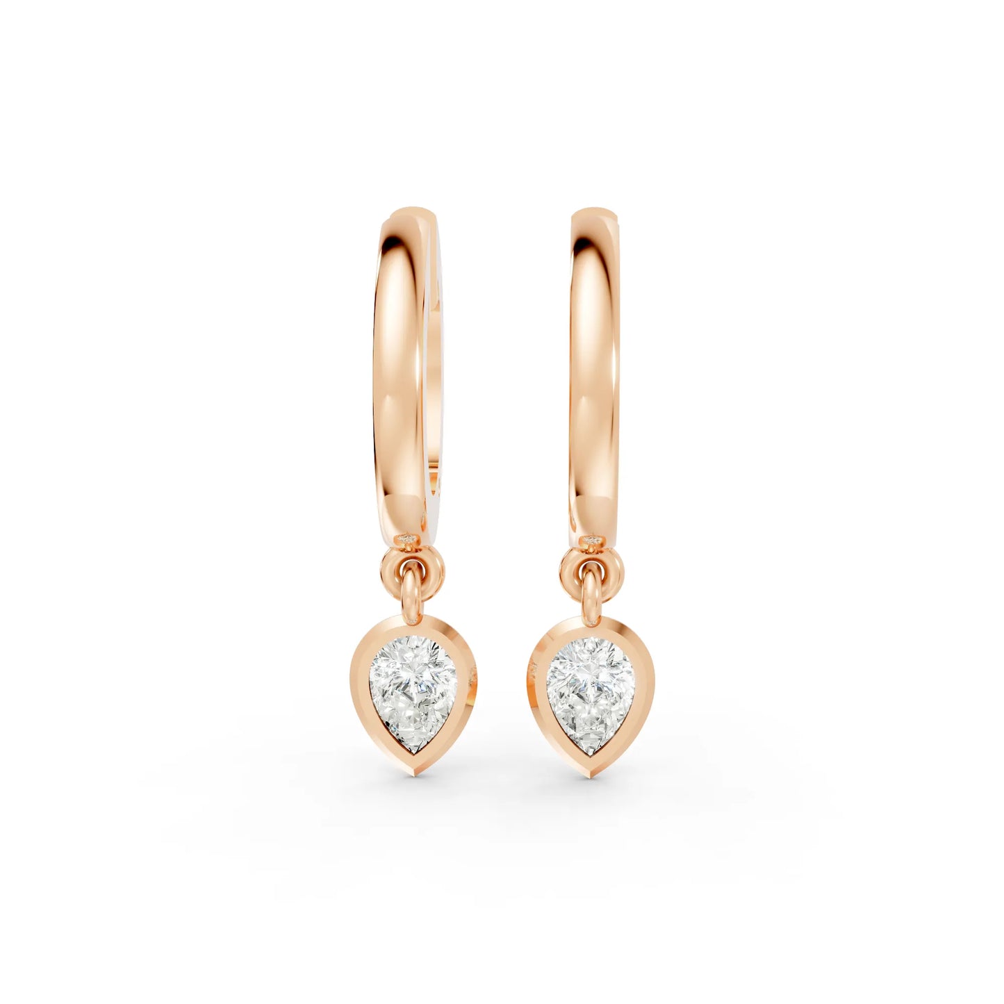 0.50 CT Pear Cut Knife-Edge Bezel Huggie Hoop| 14K Gold Lab Grown Diamond Earrings For Unisex|  Perfect For Your Special Anniversary| Timeless Elegance Modern Design And Sustainable Luxury| Making Them Ideal For Daily Wear Or Gifting