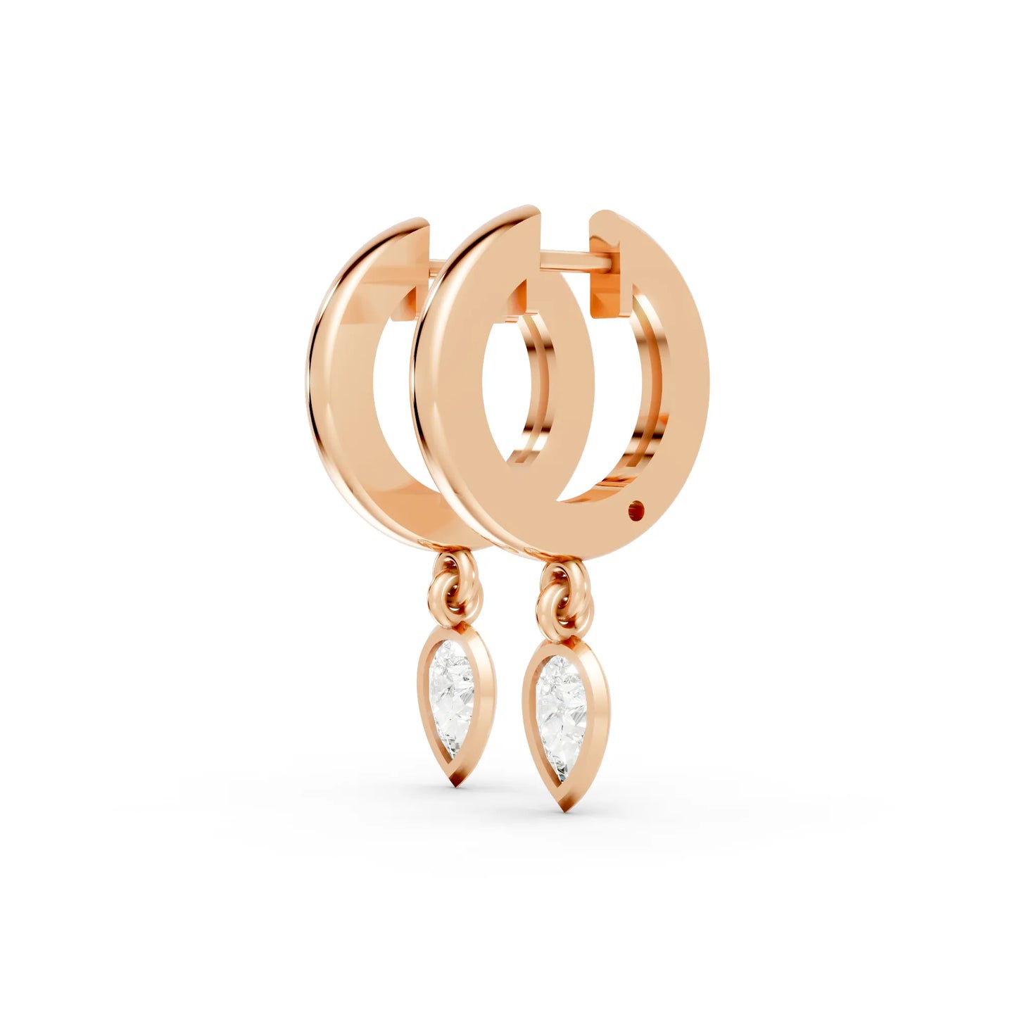 0.50 CT Pear Cut Knife-Edge Bezel Huggie Hoop| 14K Gold Lab Grown Diamond Earrings For Unisex|  Perfect For Your Special Anniversary| Timeless Elegance Modern Design And Sustainable Luxury| Making Them Ideal For Daily Wear Or Gifting