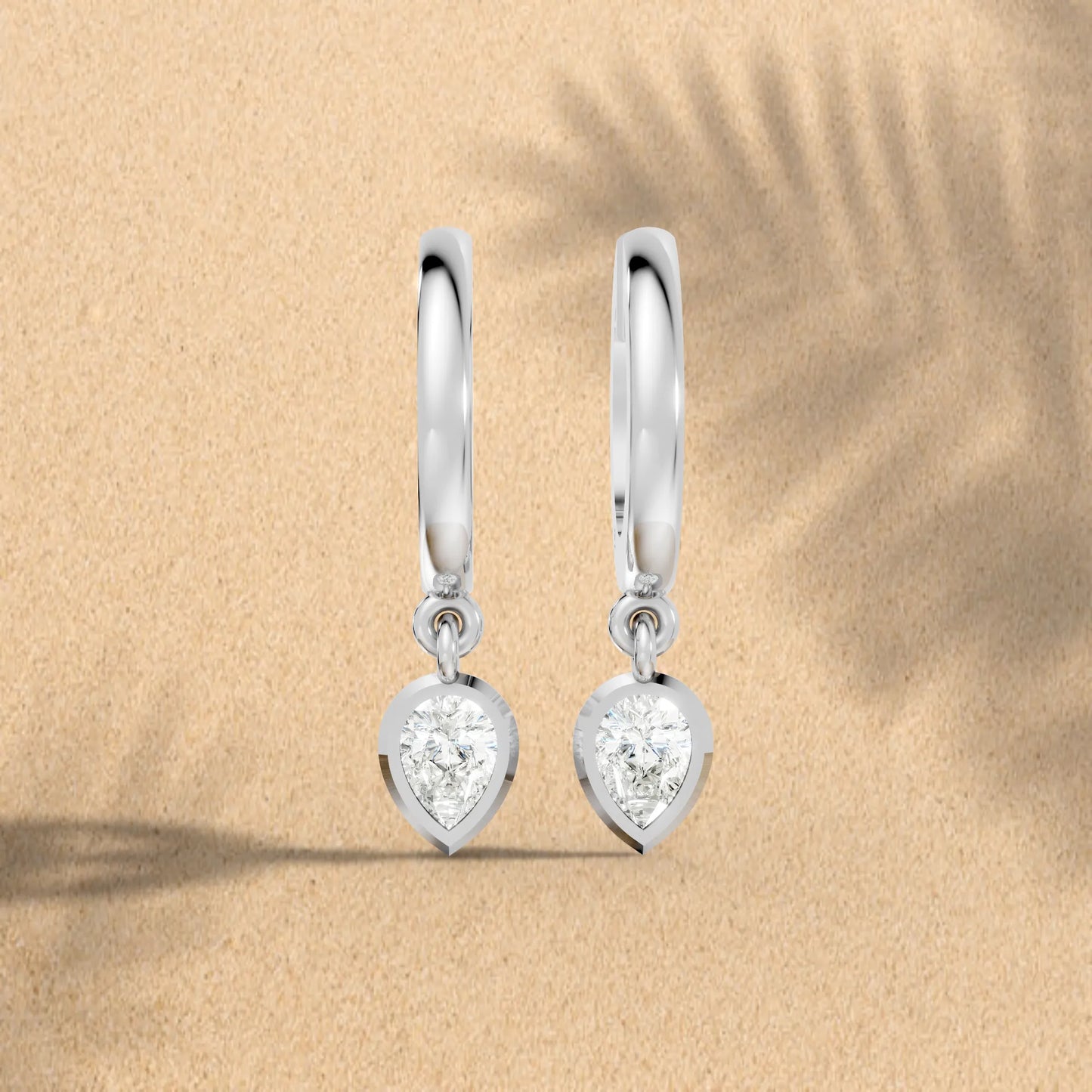 0.50 CT Pear Cut Knife-Edge Bezel Huggie Hoop| 14K Gold Lab Grown Diamond Earrings For Unisex|  Perfect For Your Special Anniversary| Timeless Elegance Modern Design And Sustainable Luxury| Making Them Ideal For Daily Wear Or Gifting