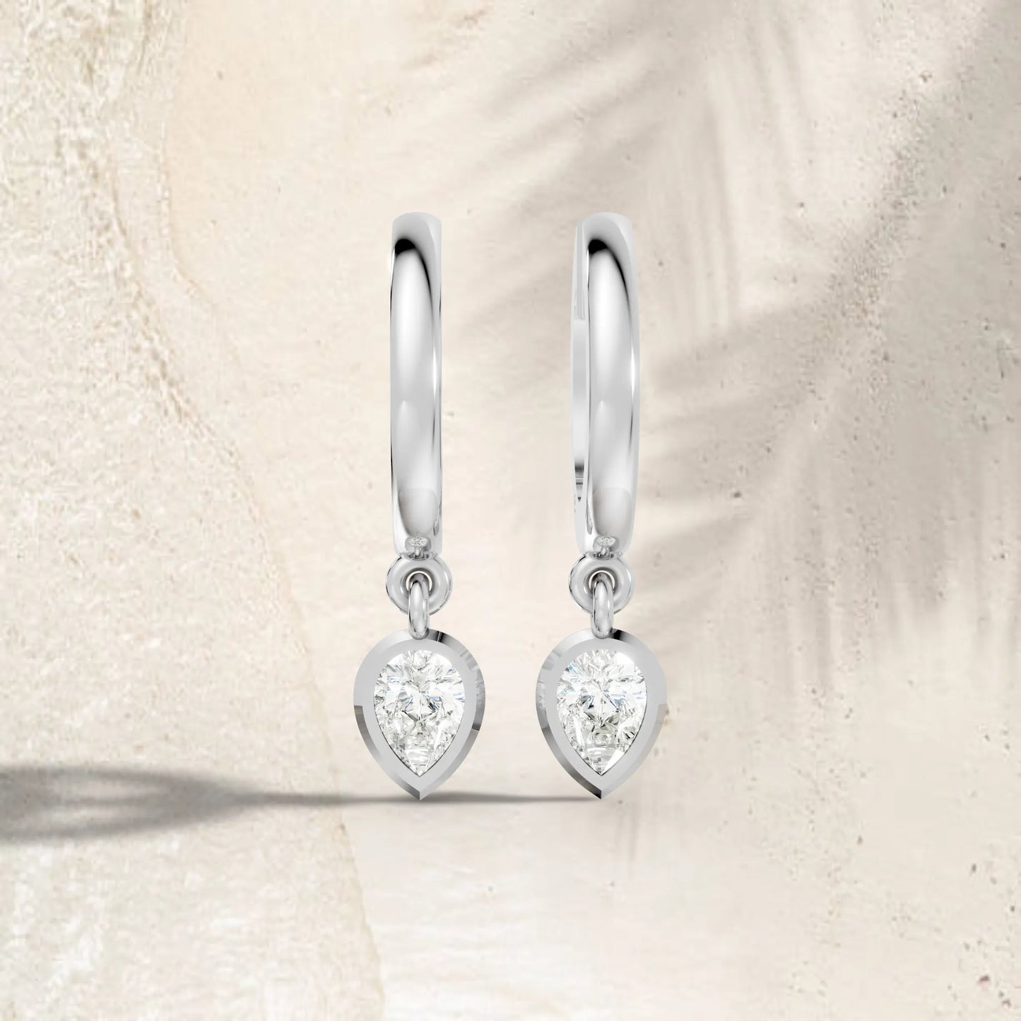 0.50 CT Pear Cut Knife-Edge Bezel Huggie Hoop| 14K Gold Lab Grown Diamond Earrings For Unisex|  Perfect For Your Special Anniversary| Timeless Elegance Modern Design And Sustainable Luxury| Making Them Ideal For Daily Wear Or Gifting