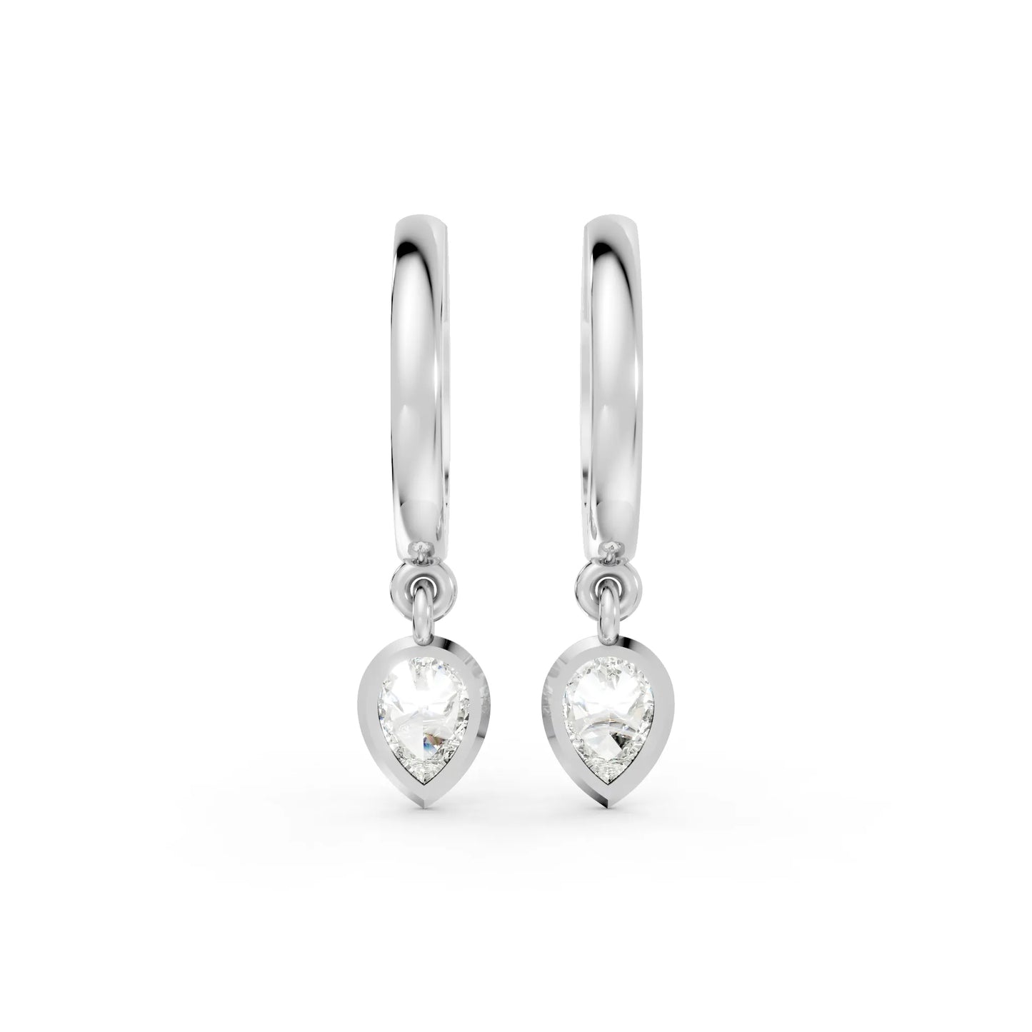 0.50 CT Pear Cut Knife-Edge Bezel Huggie Hoop| 14K Gold Lab Grown Diamond Earrings For Unisex|  Perfect For Your Special Anniversary| Timeless Elegance Modern Design And Sustainable Luxury| Making Them Ideal For Daily Wear Or Gifting