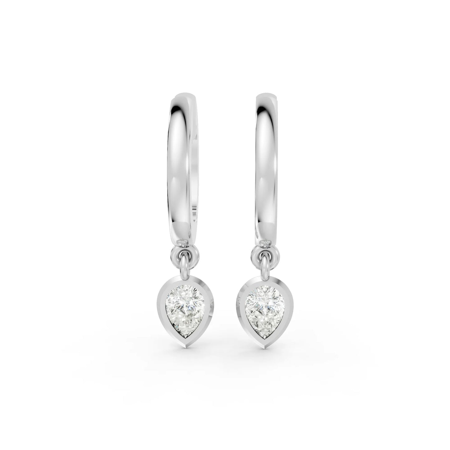 0.50 CT Pear Cut Knife-Edge Bezel Huggie Hoop| 14K Gold Lab Grown Diamond Earrings For Unisex|  Perfect For Your Special Anniversary| Timeless Elegance Modern Design And Sustainable Luxury| Making Them Ideal For Daily Wear Or Gifting
