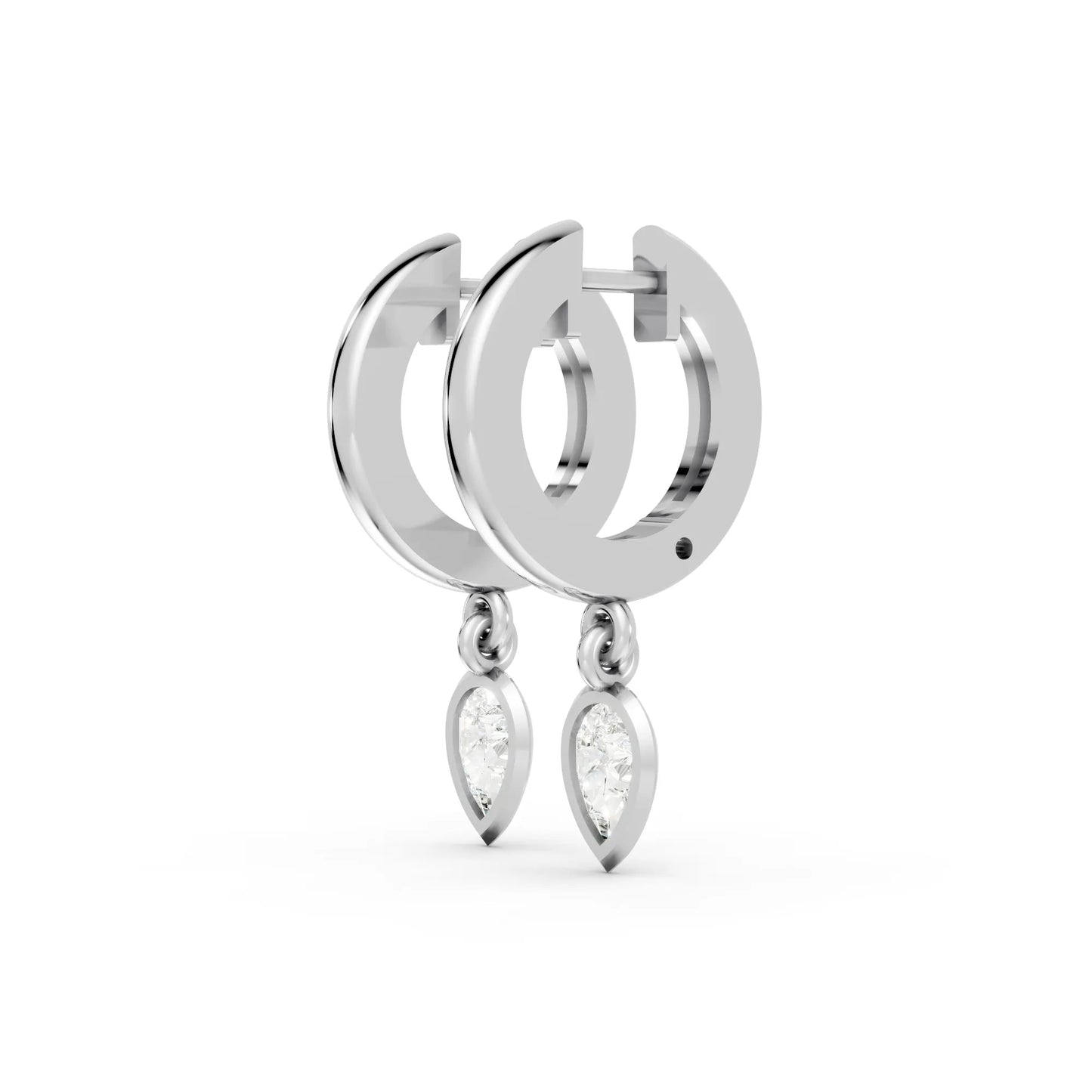 0.50 CT Pear Cut Knife-Edge Bezel Huggie Hoop| 14K Gold Lab Grown Diamond Earrings For Unisex|  Perfect For Your Special Anniversary| Timeless Elegance Modern Design And Sustainable Luxury| Making Them Ideal For Daily Wear Or Gifting