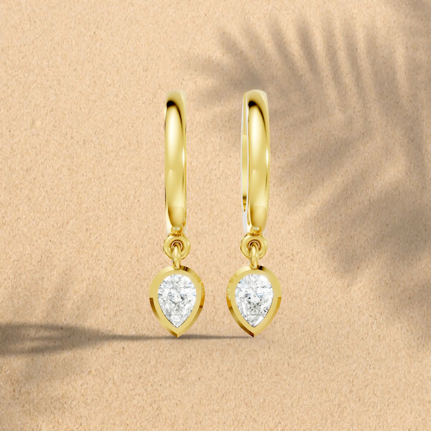 0.50 CT Pear Cut Knife-Edge Bezel Huggie Hoop| 14K Gold Lab Grown Diamond Earrings For Unisex|  Perfect For Your Special Anniversary| Timeless Elegance Modern Design And Sustainable Luxury| Making Them Ideal For Daily Wear Or Gifting