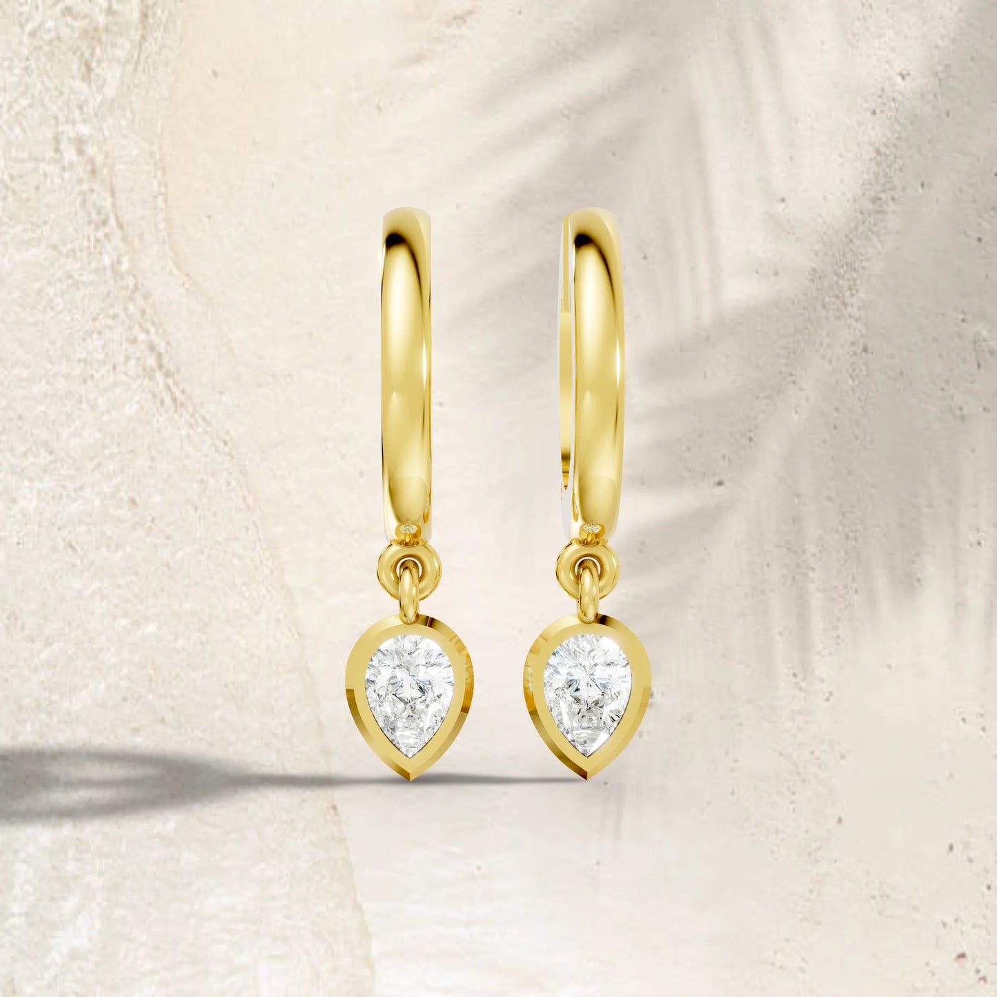 0.50 CT Pear Cut Knife-Edge Bezel Huggie Hoop| 14K Gold Lab Grown Diamond Earrings For Unisex|  Perfect For Your Special Anniversary| Timeless Elegance Modern Design And Sustainable Luxury| Making Them Ideal For Daily Wear Or Gifting
