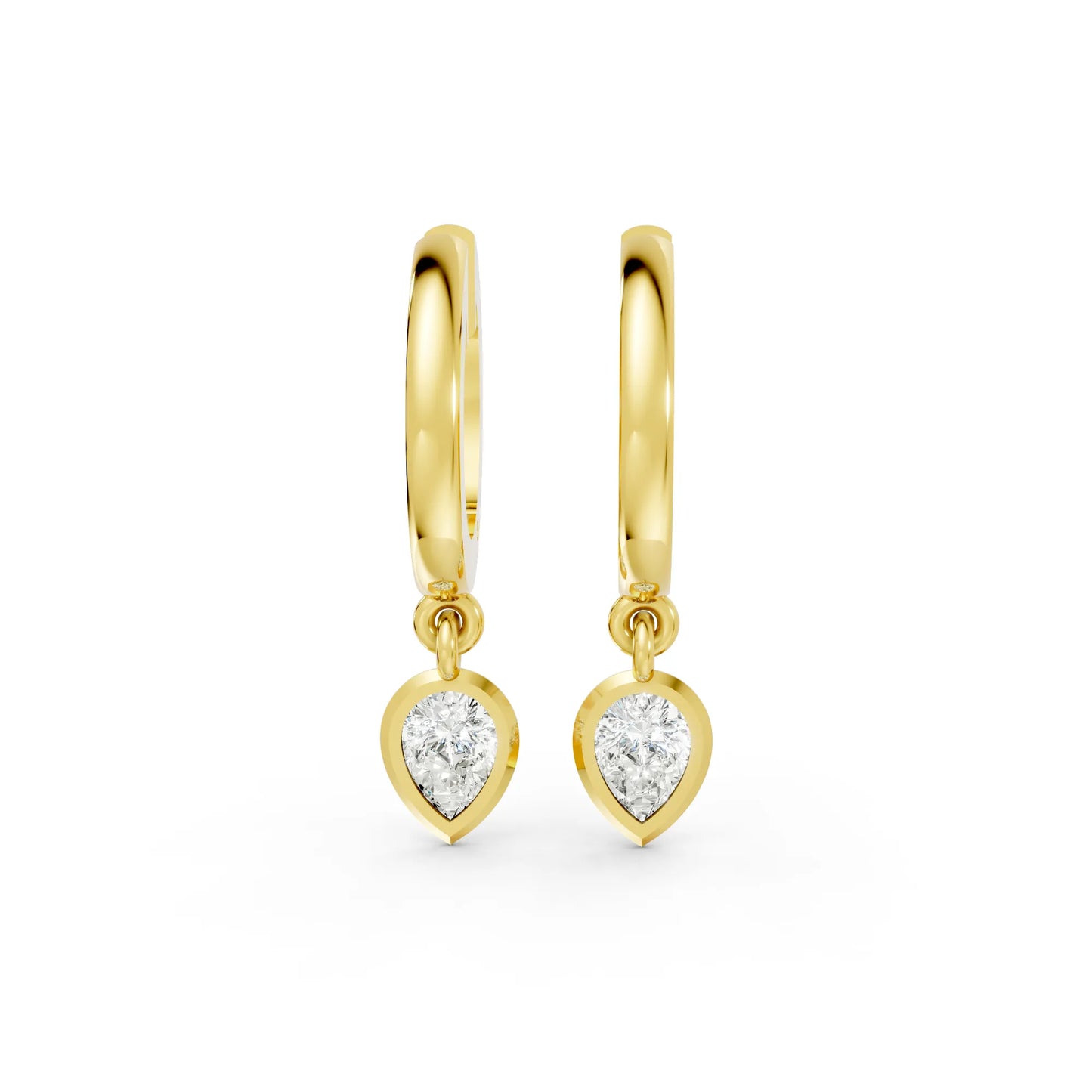 0.50 CT Pear Cut Knife-Edge Bezel Huggie Hoop| 14K Gold Lab Grown Diamond Earrings For Unisex|  Perfect For Your Special Anniversary| Timeless Elegance Modern Design And Sustainable Luxury| Making Them Ideal For Daily Wear Or Gifting