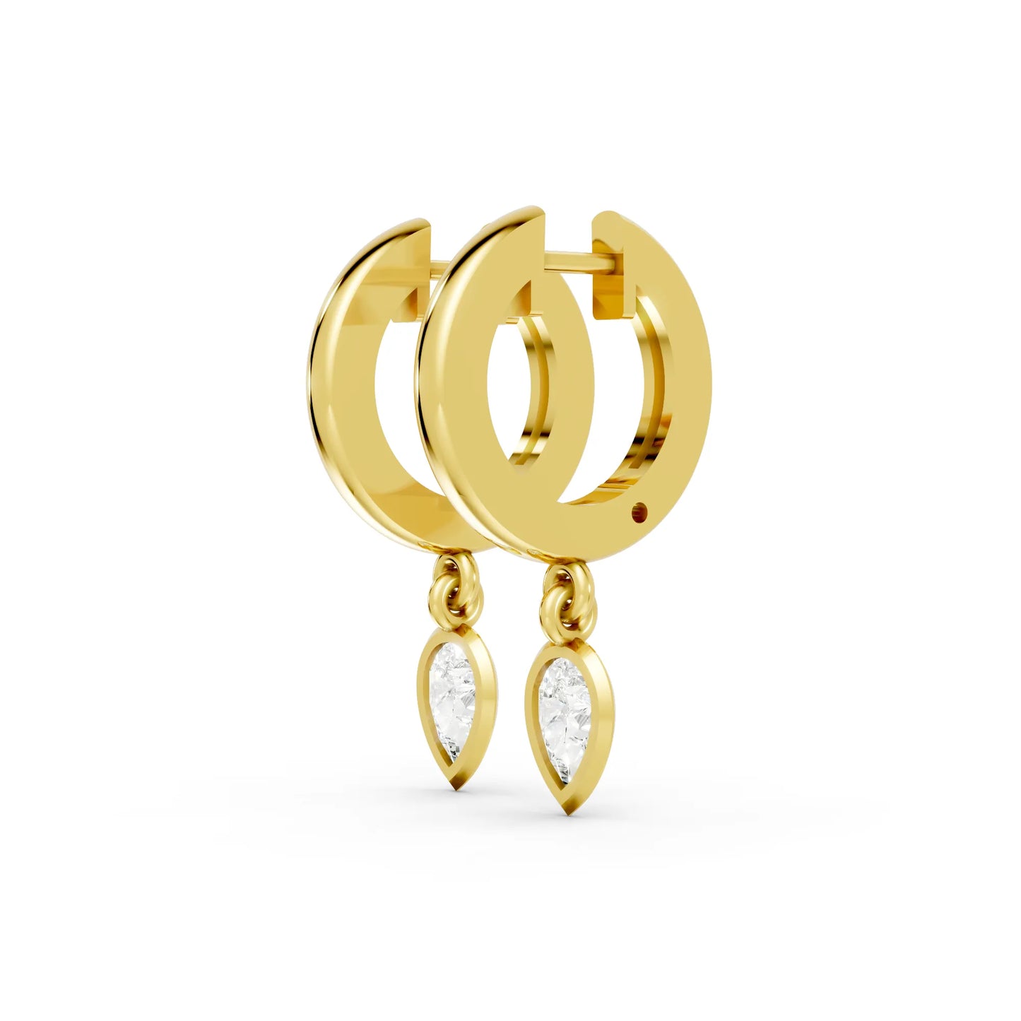 0.50 CT Pear Cut Knife-Edge Bezel Huggie Hoop| 14K Gold Lab Grown Diamond Earrings For Unisex|  Perfect For Your Special Anniversary| Timeless Elegance Modern Design And Sustainable Luxury| Making Them Ideal For Daily Wear Or Gifting