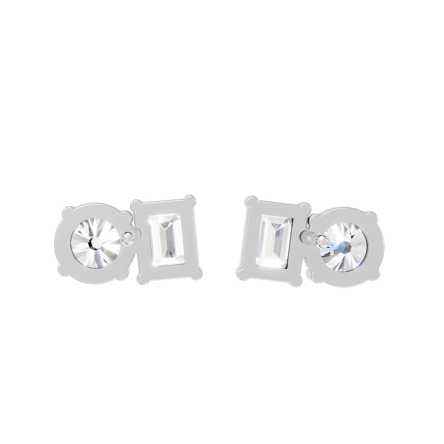 1.0 CT Emerald And Round Cut Toi Et Moi Stud | 14K Gold Lab Grown Diamond Earring |Timeless Beauty And  Love | Perfect For Birthday Or Any Special Occasion| Stunning Piece That Adds Grace And Luxury To Every Look| Meaningful Surprise For Someone Special