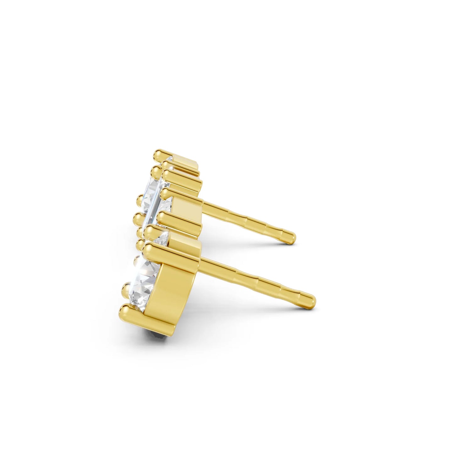 1.0 CT Emerald And Round Cut Toi Et Moi Stud | 14K Gold Lab Grown Diamond Earring |Timeless Beauty And  Love | Perfect For Birthday Or Any Special Occasion| Stunning Piece That Adds Grace And Luxury To Every Look| Meaningful Surprise For Someone Special