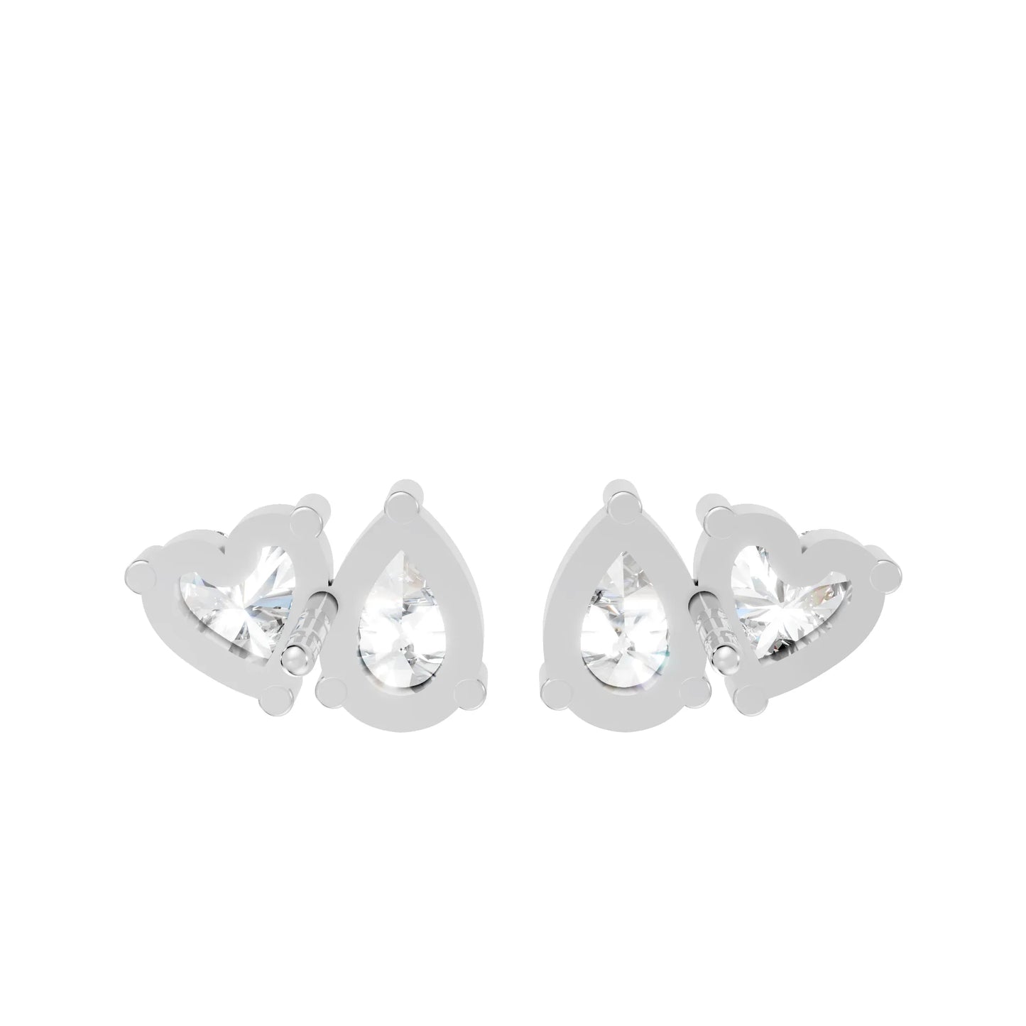 1.0 CT Heart And Pear Shape Diamond Trendy Style Earring| 14k Gold Lab Grown Toi Et Moi Prong Setting Studs| Luxury Elegant Dainty Two Stone Jewelry For Women| Anniversary  Gift For Girlfriend| Joyful Surprises Await You On This Beautiful Occasion