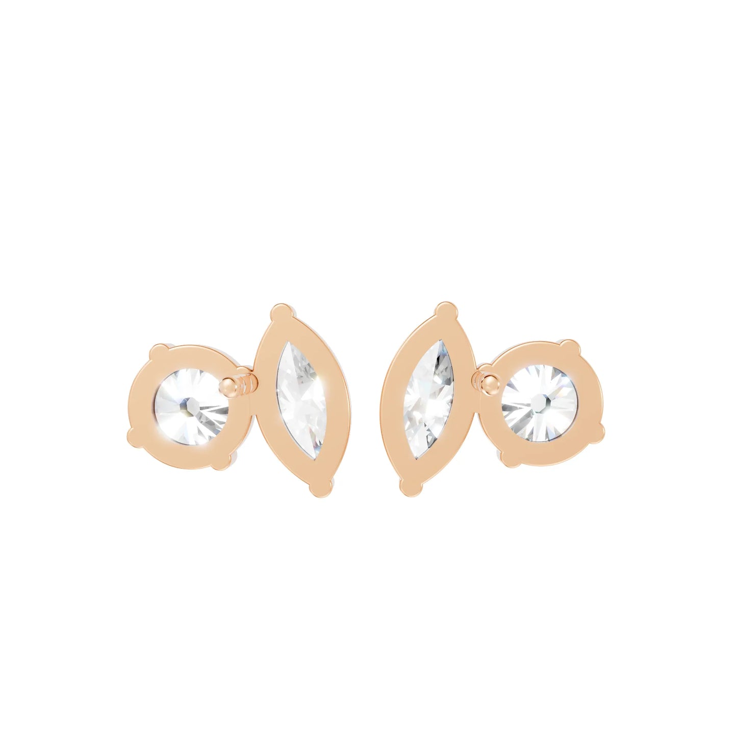 0.1 CT Marquise And Round Shape Diamond Earring| 14k Gold Lab Grown Minimalist Toi Et Moi Studs| Elegant Dainty Prong Setting Jewelry For Women| Cherish Memories With A Stunning Sparkle Gift For Daughter| Light Weight Small To Large Two Stone Stud