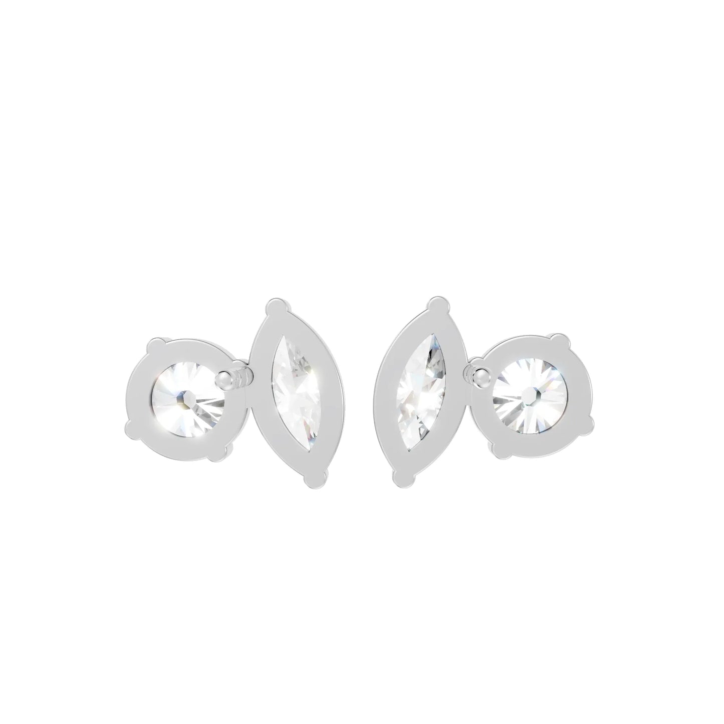 0.1 CT Marquise And Round Shape Diamond Earring| 14k Gold Lab Grown Minimalist Toi Et Moi Studs| Elegant Dainty Prong Setting Jewelry For Women| Cherish Memories With A Stunning Sparkle Gift For Daughter| Light Weight Small To Large Two Stone Stud