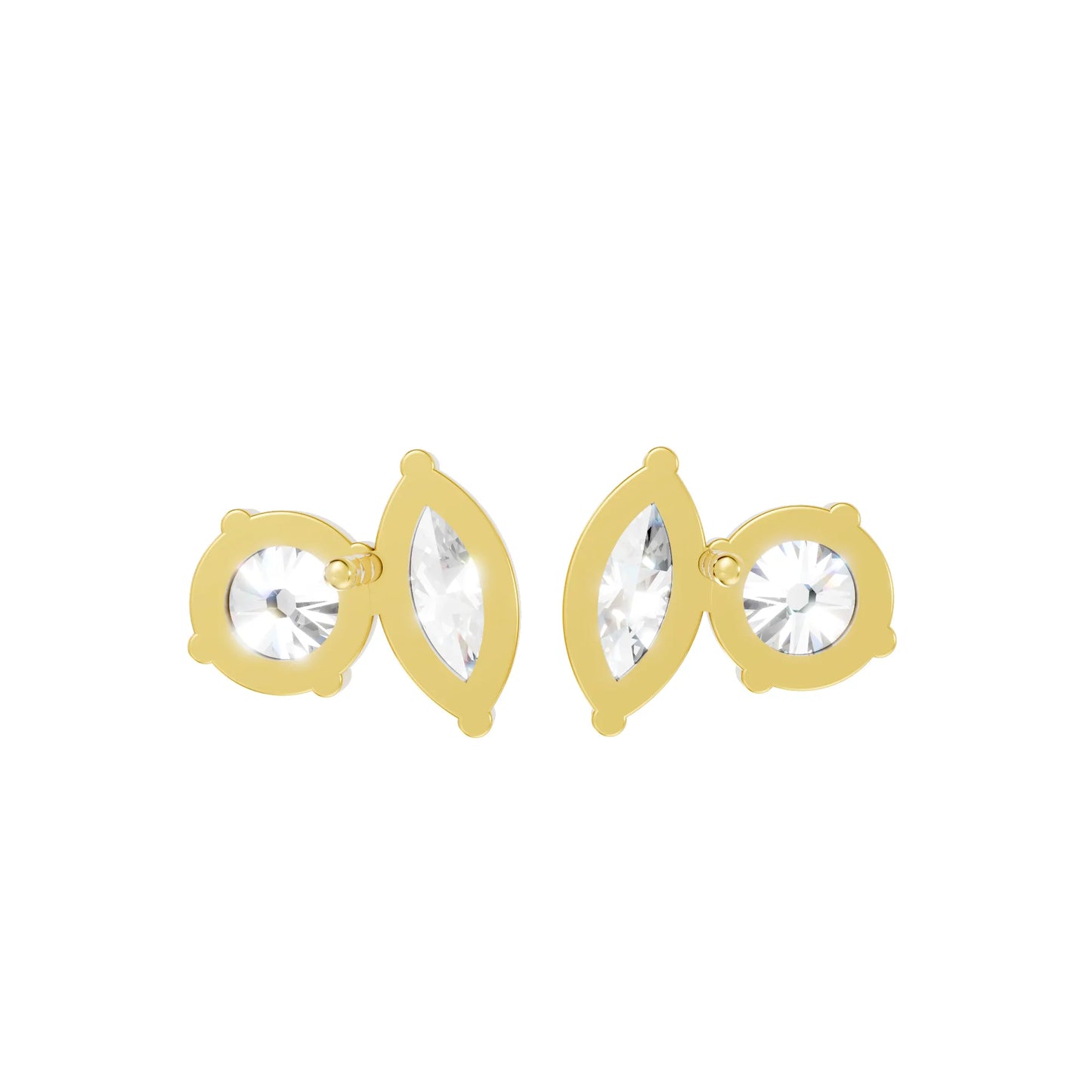 0.1 CT Marquise And Round Shape Diamond Earring| 14k Gold Lab Grown Minimalist Toi Et Moi Studs| Elegant Dainty Prong Setting Jewelry For Women| Cherish Memories With A Stunning Sparkle Gift For Daughter| Light Weight Small To Large Two Stone Stud