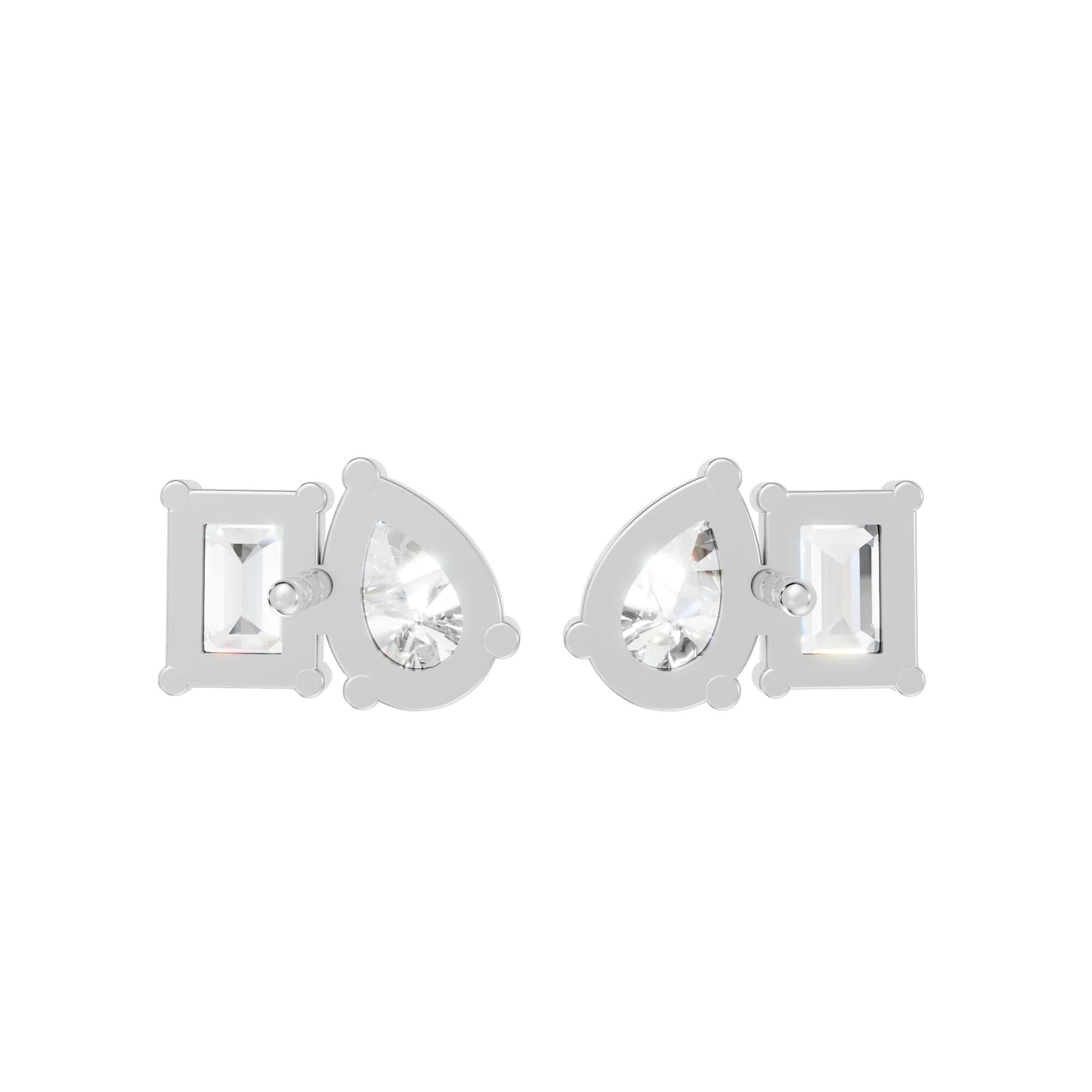 1.0 CT Pear and Emerald Cut Toi Et Moi Diamond Stud Earrings | 14k Gold Minimalist Design Lab Grown Diamonds with Prong Setting | Dainty Sustainable Fine Jewelry | Classic Modern Anniversary Birthday Wedding or Everyday Gift for Wife