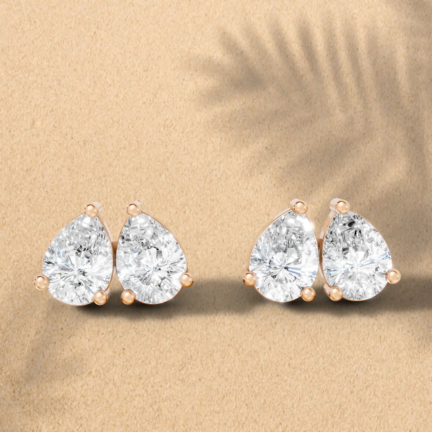 1.0 CT Gold Pear Cut Diamond Prong Set Earring| Lab Grown Minimalist Weight Small To Large Two Stone Prong Setting Studs| Luxury Elegant Perfect Birthday Gift For Girlfriend| Trendy Style Dainty Toi Et Moi Jewelry For Women| Surprise For Special Moment